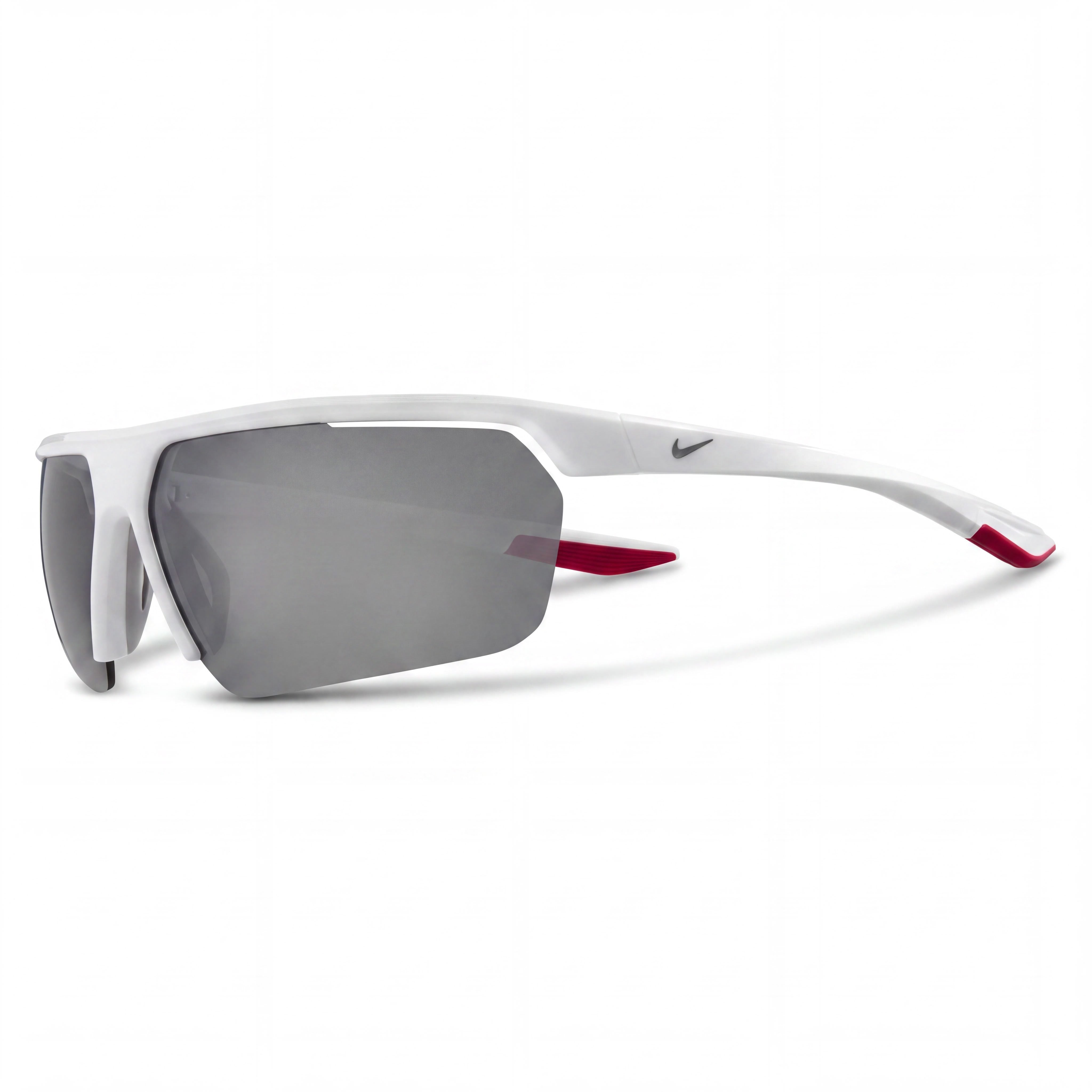 Nike Gale Force Unisex Rectangular Plastic Sunglasses White Wolf Grey Silver Flash Frame Grey Silver Mirror Lens 71mm, Photo 1