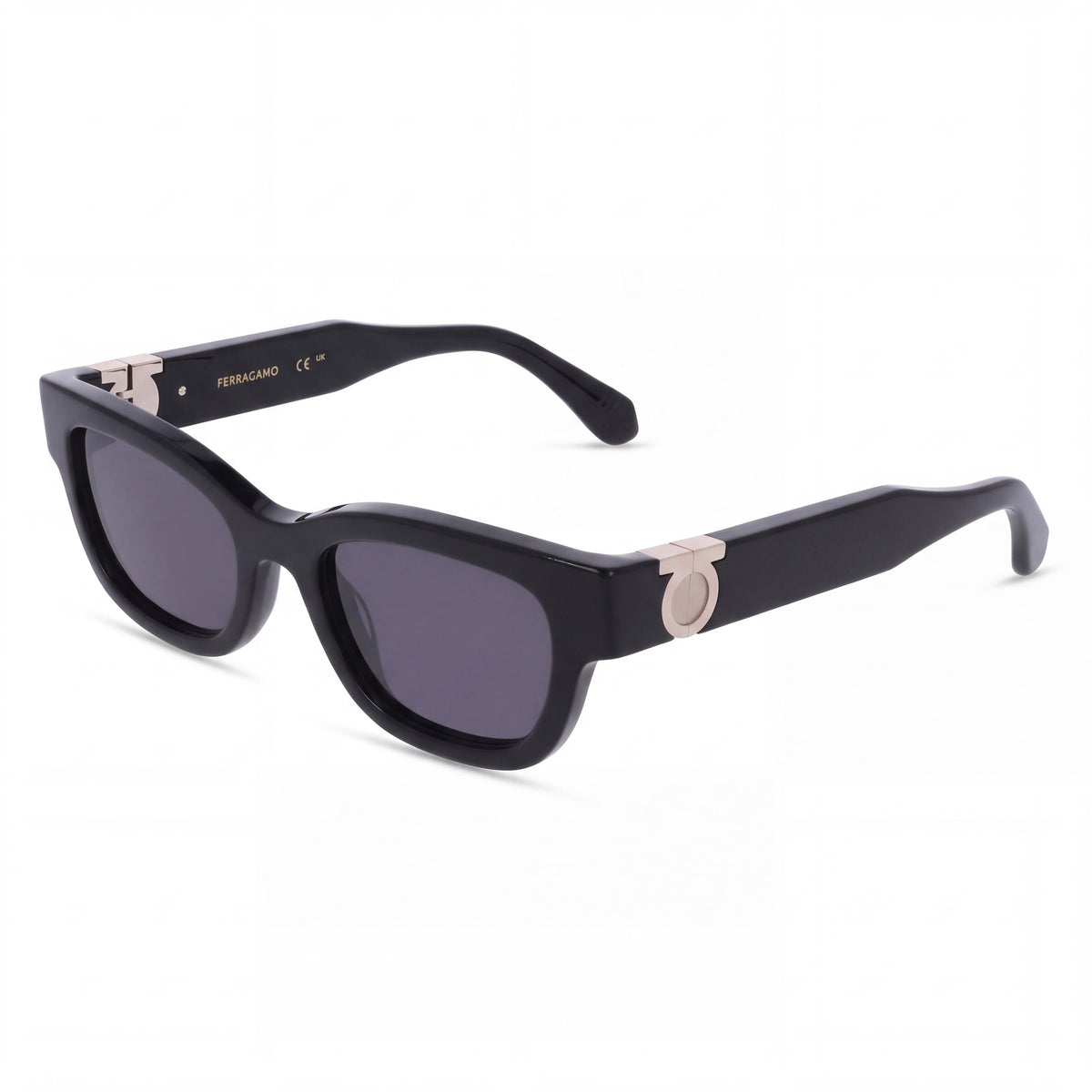 Gafas de sol unisex Ferragamo Sf2067s con montura de acetato negra y lentes grises con protección UV 400, ancho de lente de 52 mm, Photo 1