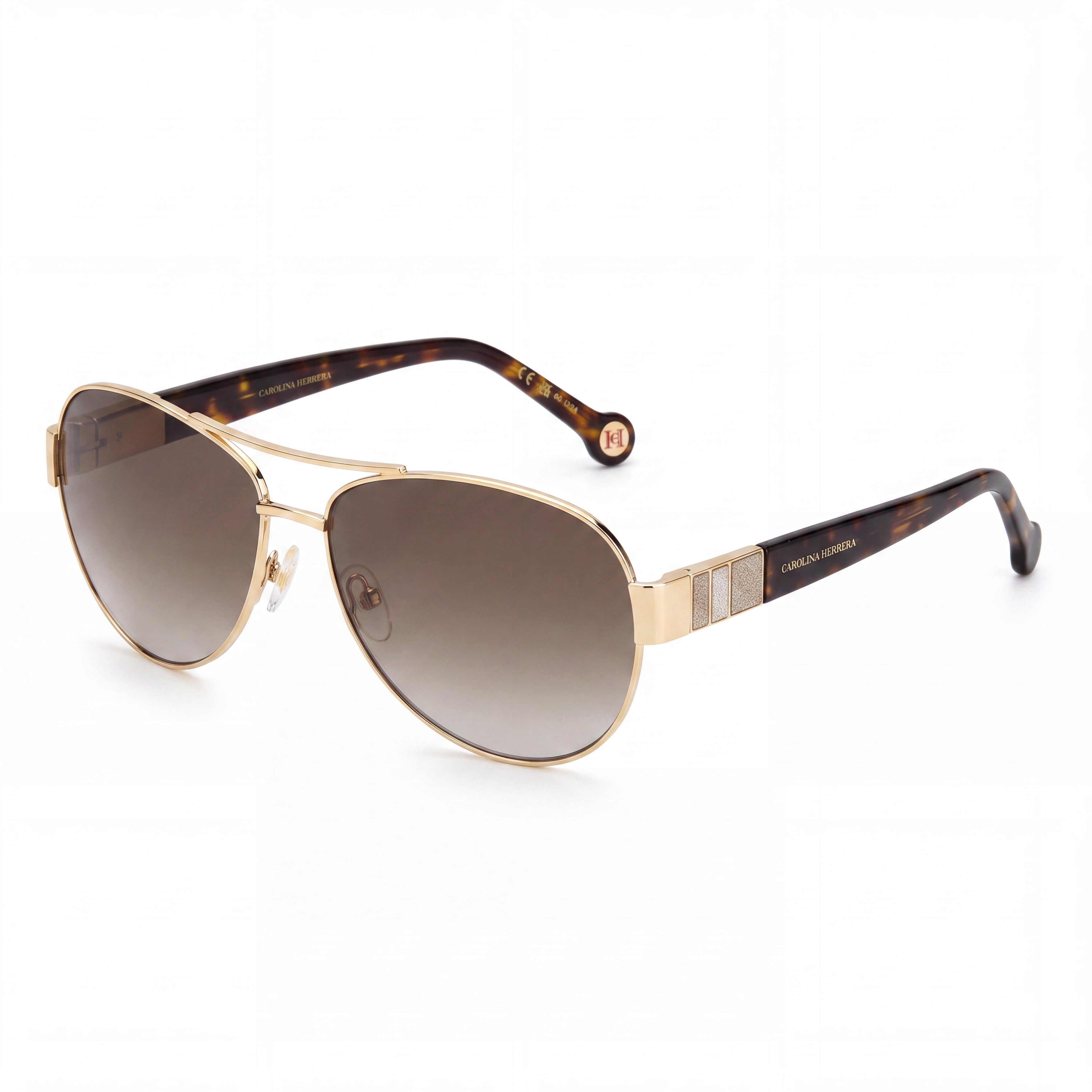 Gafas de sol clásicas unisex Carolina Herrera con montura metálica de oro rosa y protección UV de policarbonato de 59 mm, Photo 1