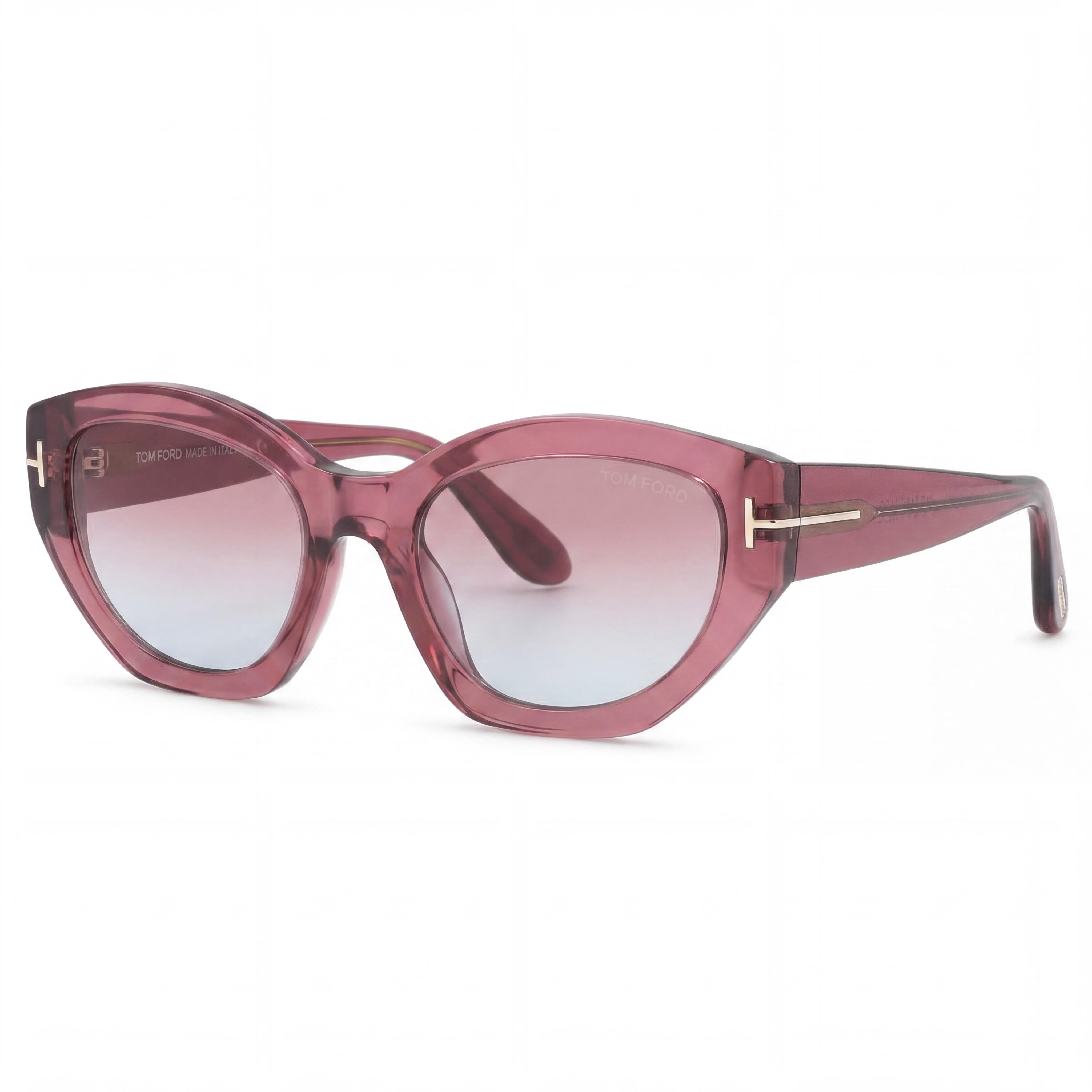 Tom Ford Penny FT1086 Women's Cat Eye Sunglasses Transparent Pink Frame Pink Gradient Lens 100% UV Protection 55mm, Photo 1