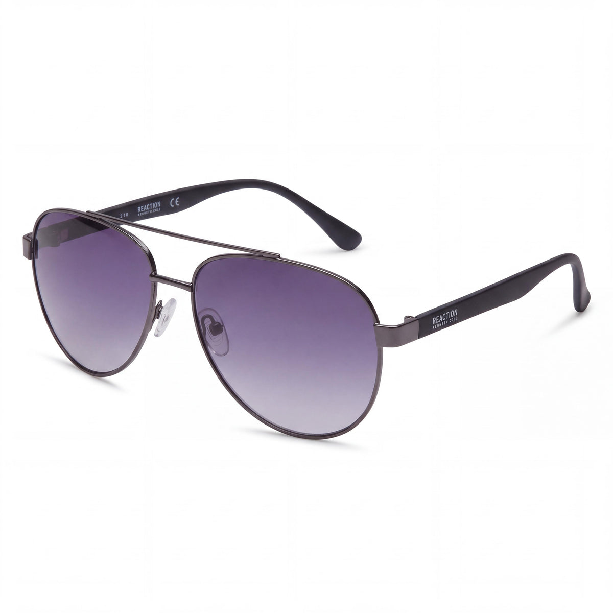Kenneth Cole Kc1394 Men's Shiny Gunmetal Metal Pilot Sunglasses Smoke Gradient UV Protection 59mm, Photo 1