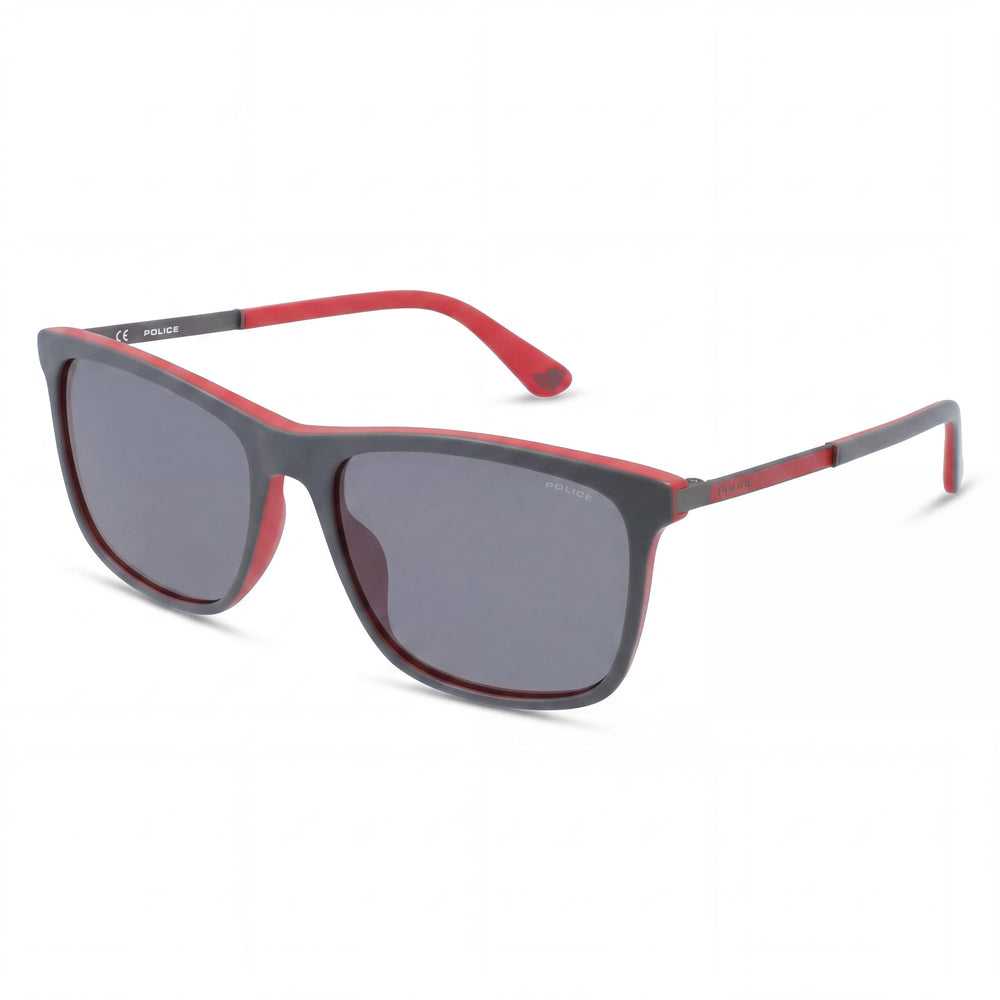 Police Classic Unisex Acetate Metal Matte Grey Red Grey Mirror Non- Sunglasses 56mm