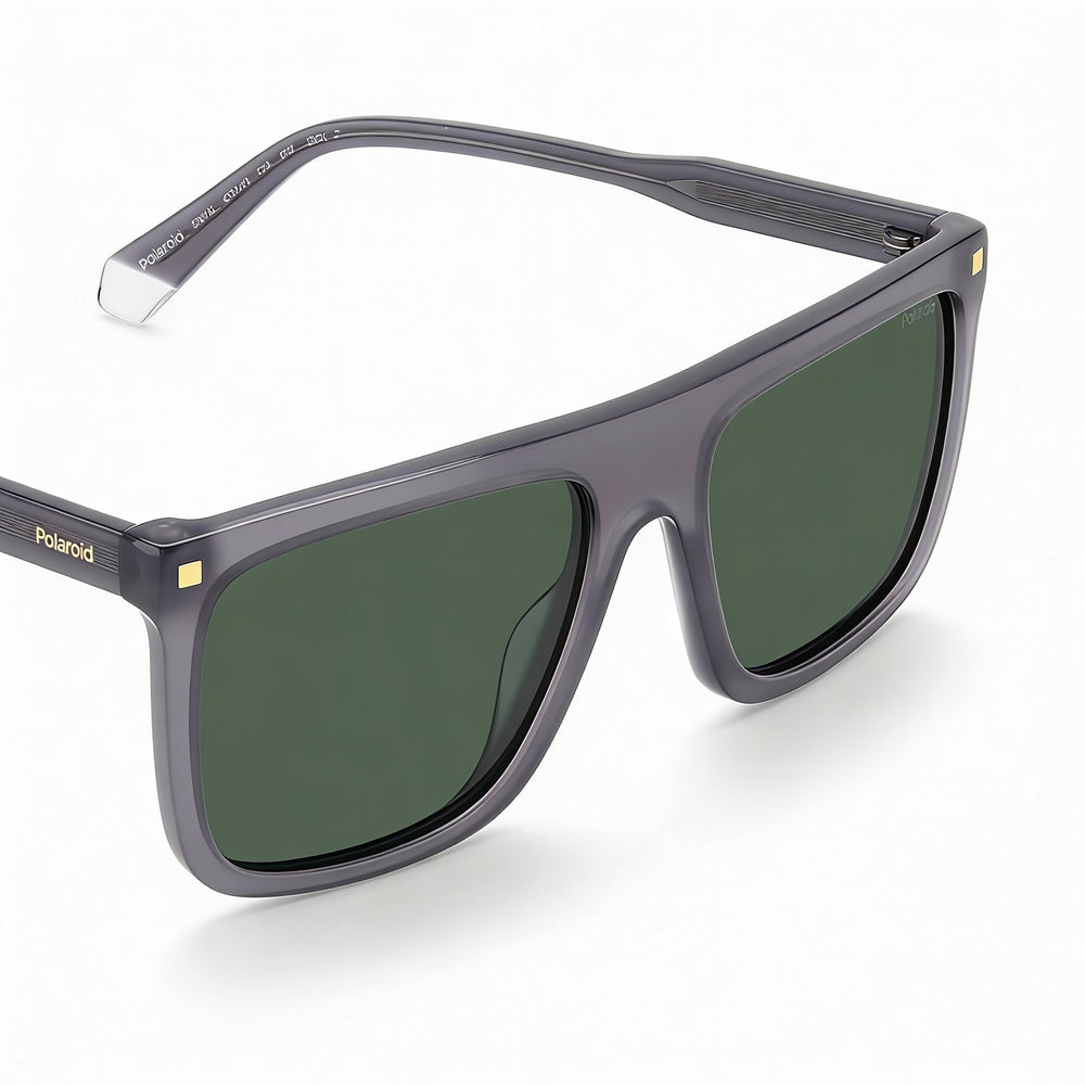 Polaroid Casual Unisex Acetate Polarized 100% UV Sunglasses Grey Frame Green Lenses 56mm