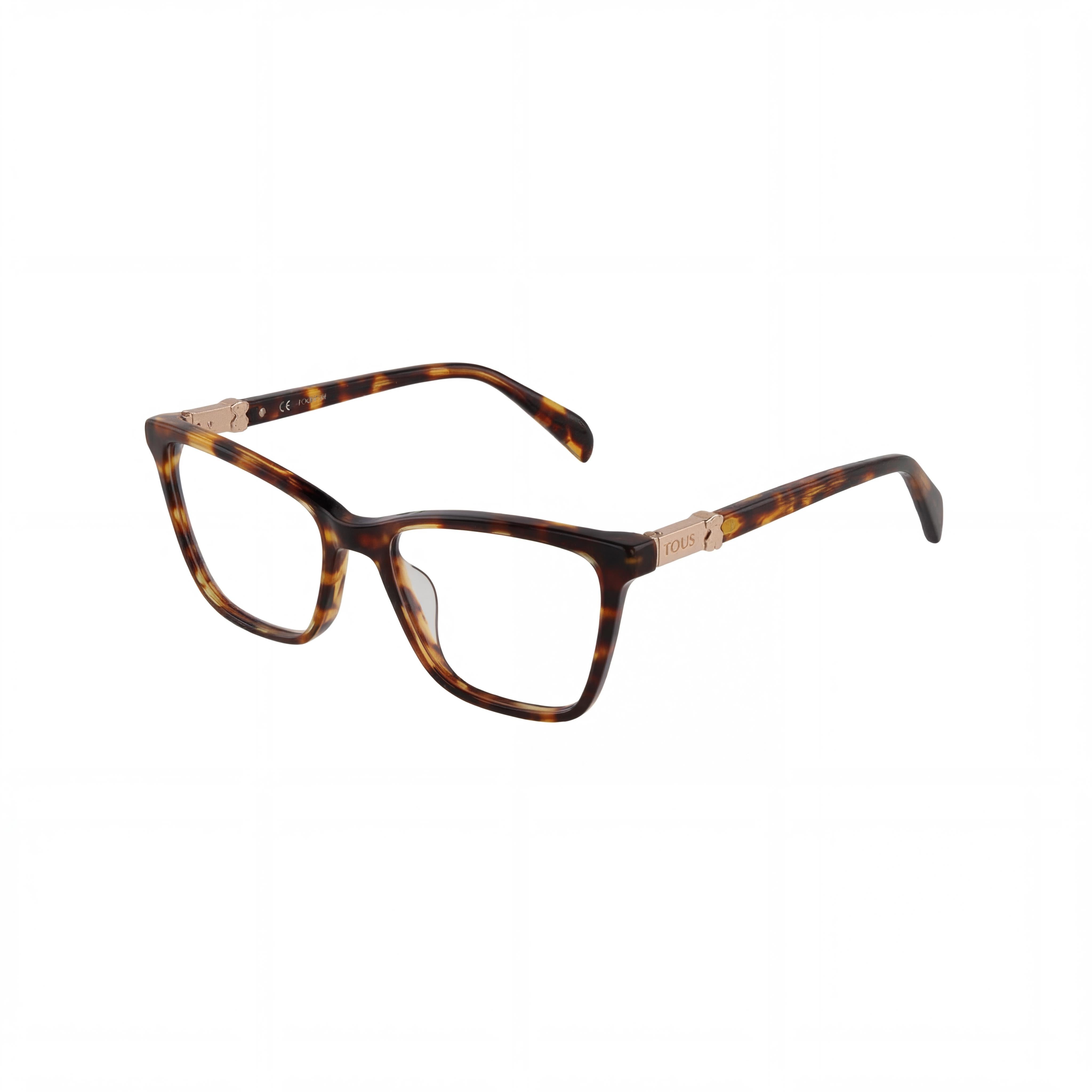 Montura de gafas Tous Classic para mujer, acetato de celulosa, color marrón amarillo Habana, 51 mm, lentes de demostración transparentes listas para receta., Photo 1