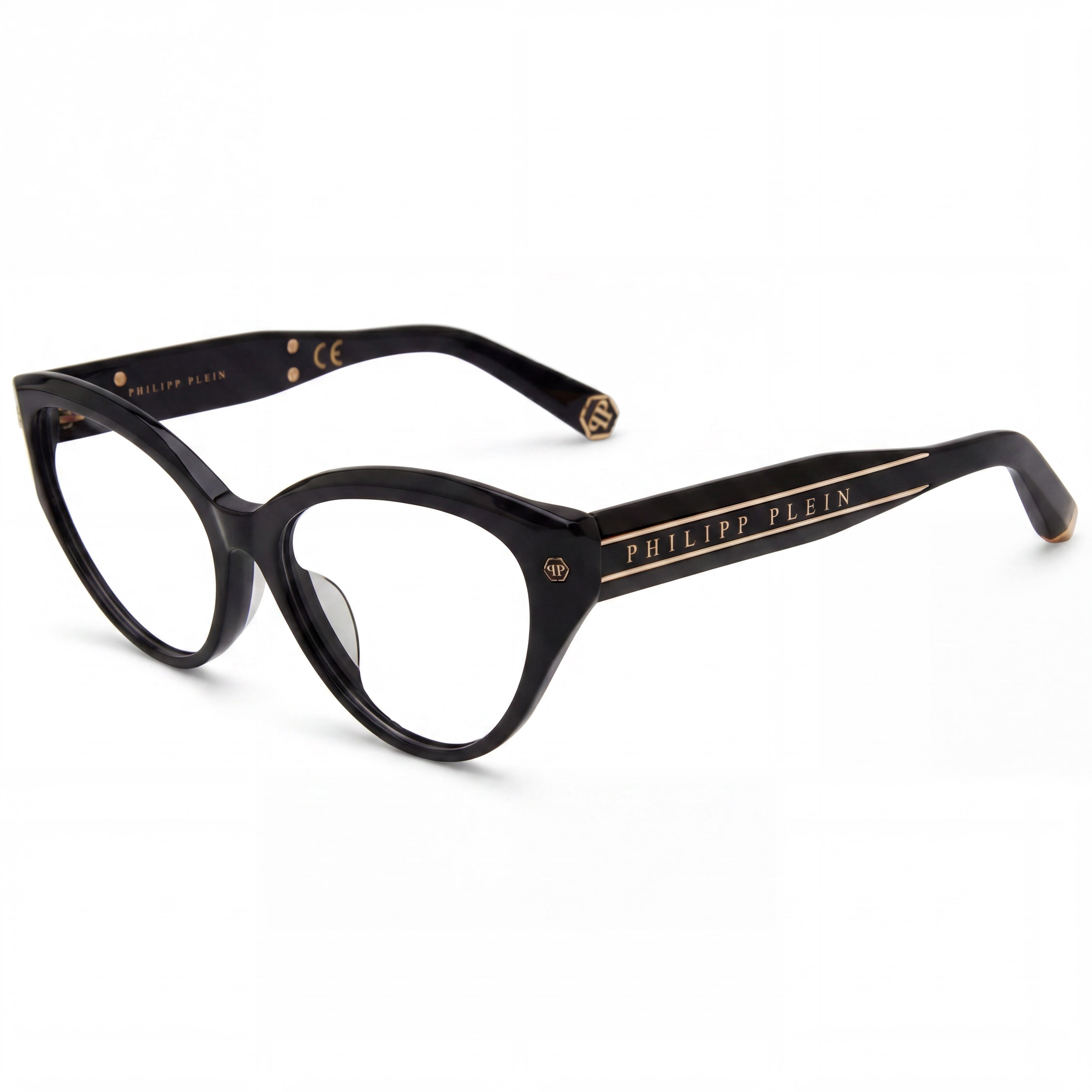 Philipp Plein VPP052M Classic Women's Shiny Black Acetate Optical Eyeglasses Frame 54-16-135, Photo 1