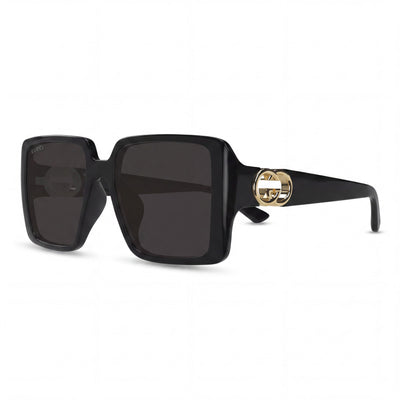 Gucci Gg1692s Women's Classic Black Grey Plastic Frame Sunglasses with Black Grey Composite Lenses 54mm