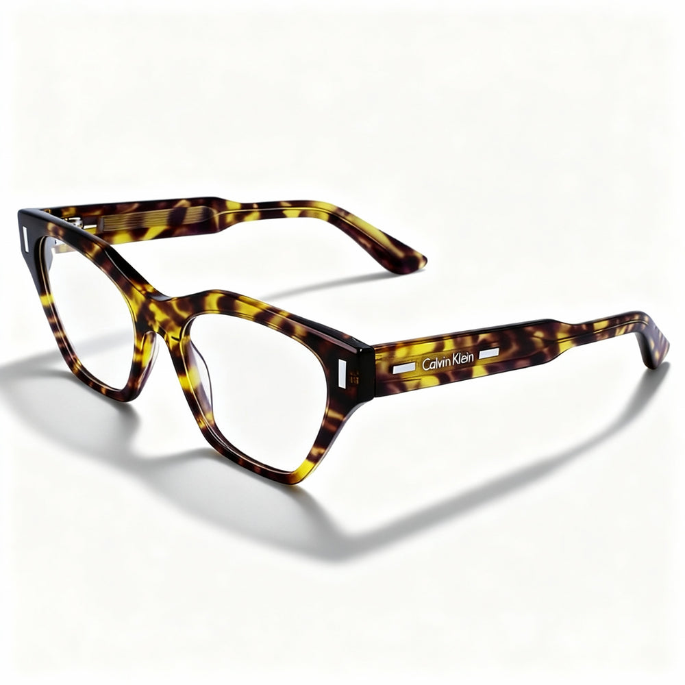 Montura de gafas ópticas unisex Calvin Klein CK23518 de acero aleado con montura completa, color violeta habana, 52 mm
