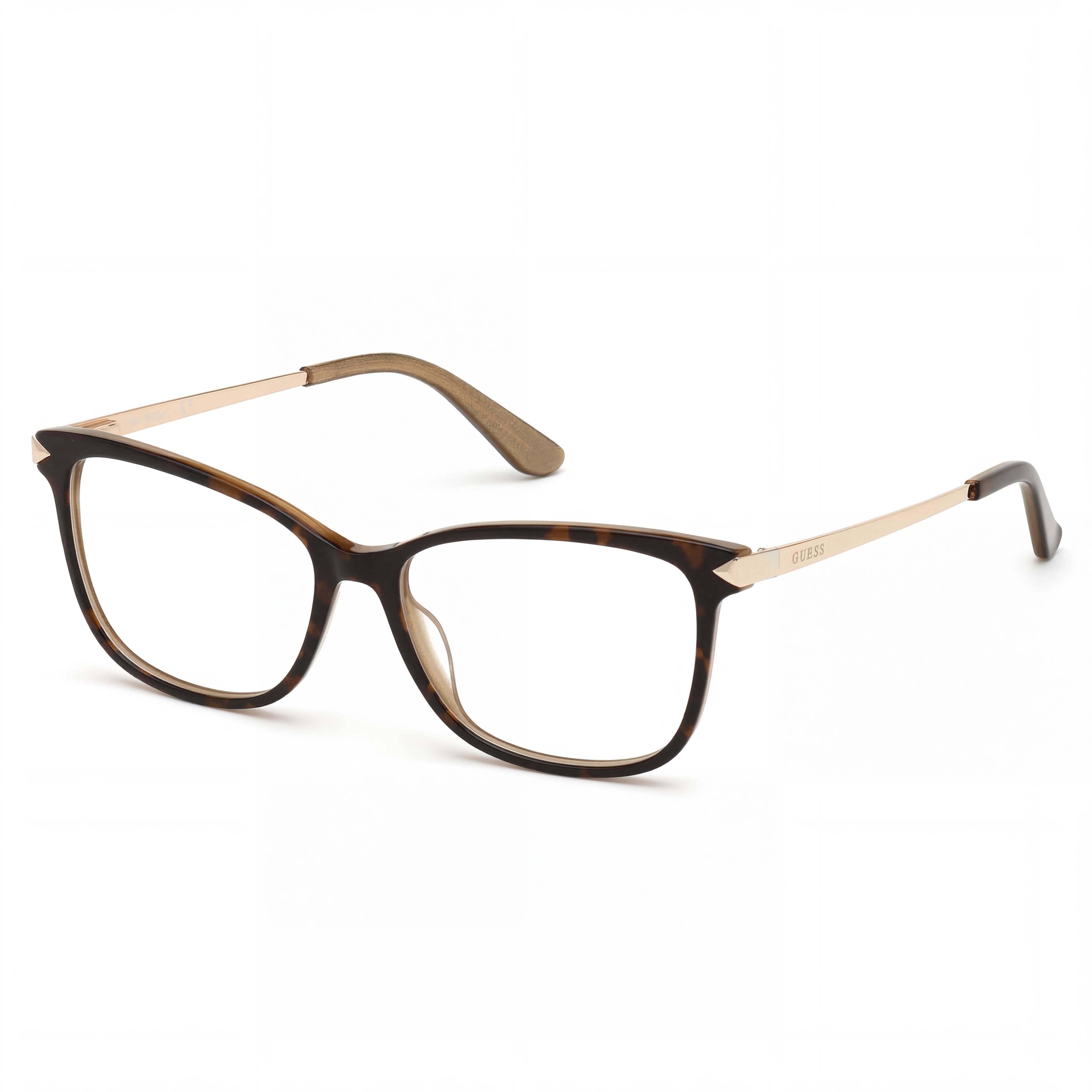 Gafas de mujer GUESS de montura completa, plástico pantografiado Habana y oro pálido brillante, 52 mm, Photo 1