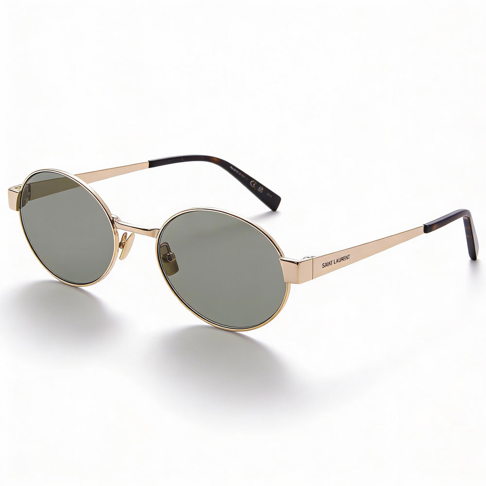 Yves Saint Laurent SL 692 Women's Classic Non-Polarized Metal Sunglasses Gold Frame Green Lenses 55mm
