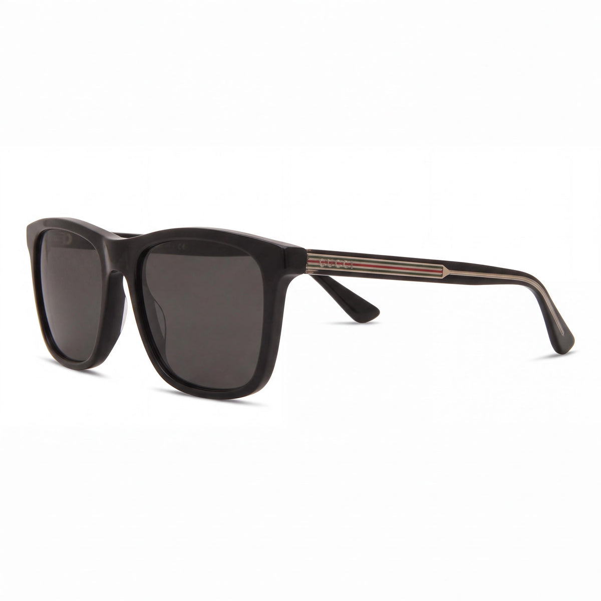 Gucci Classic Men's Black Plastic Square Grey Polycarbonate Non-Polarized UV Protection Sunglasses 57mm, Photo 1