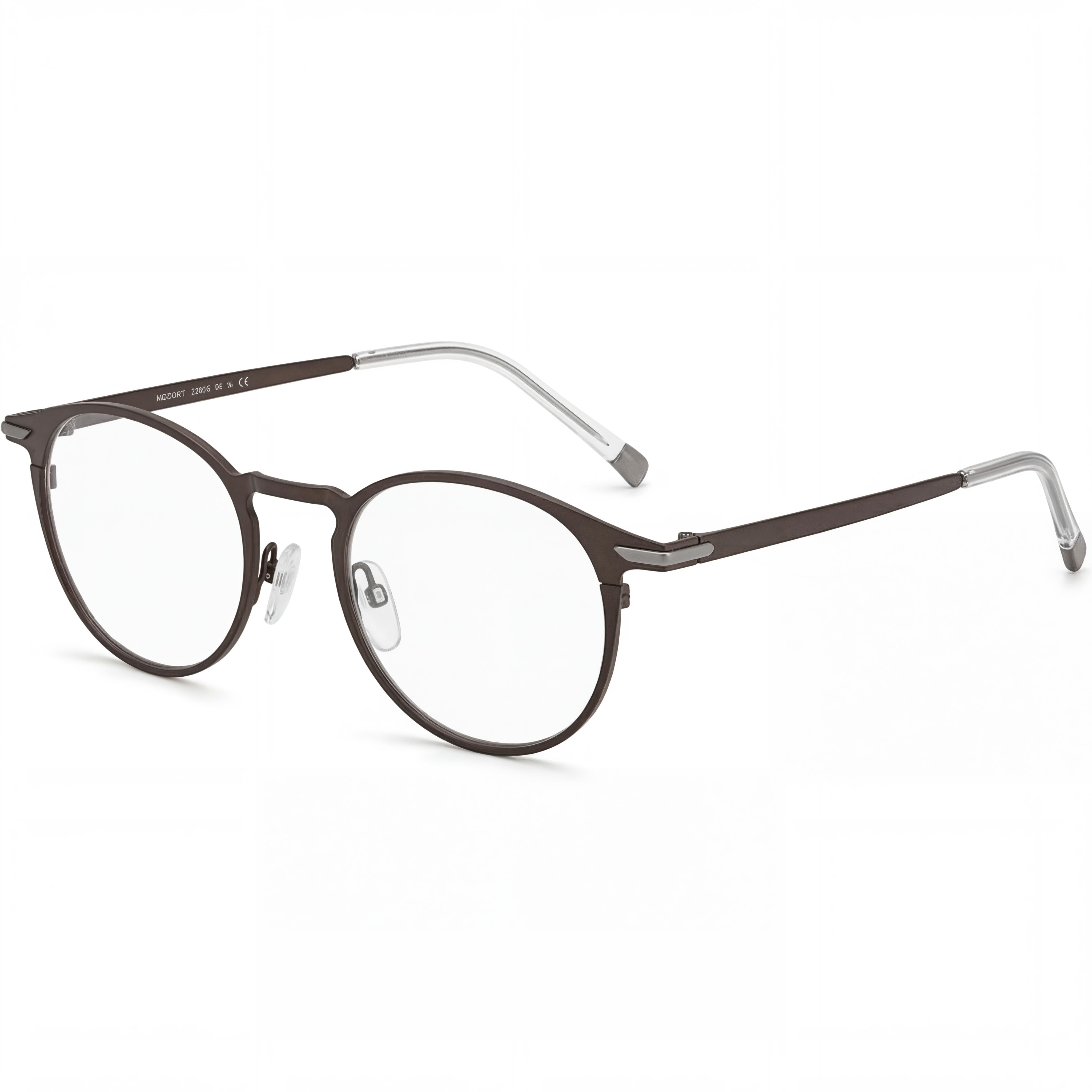 Hugo Boss BOSS 1252 Unisex Round Full Rim Eyeglasses with Titanium Frame in Matt Brown, 50mm, Photo 1