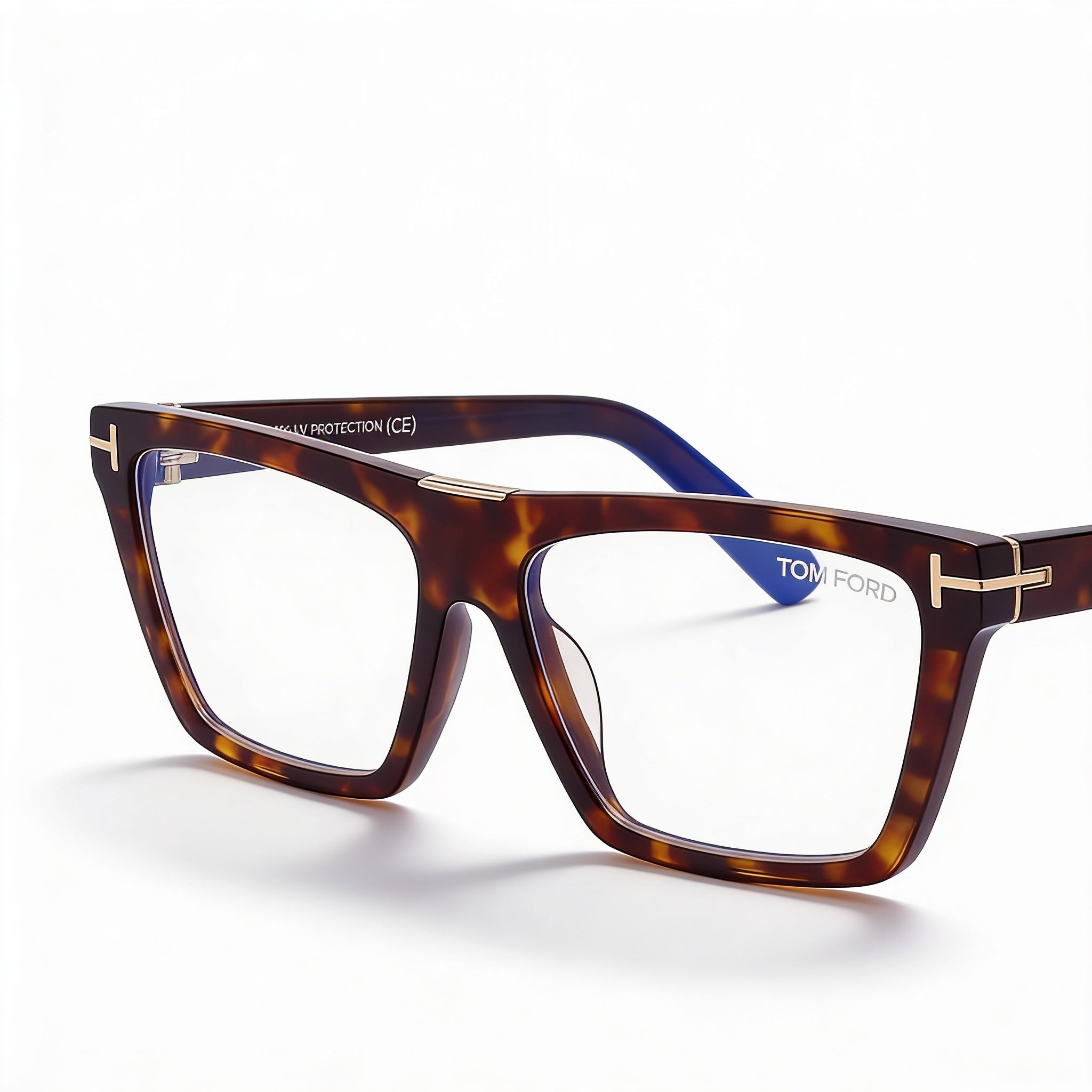 Tom Ford FT5912-B Women's Havana Browline Full-Rim Plastic Blue Light Block Eyeglasses 57mm, Photo 1