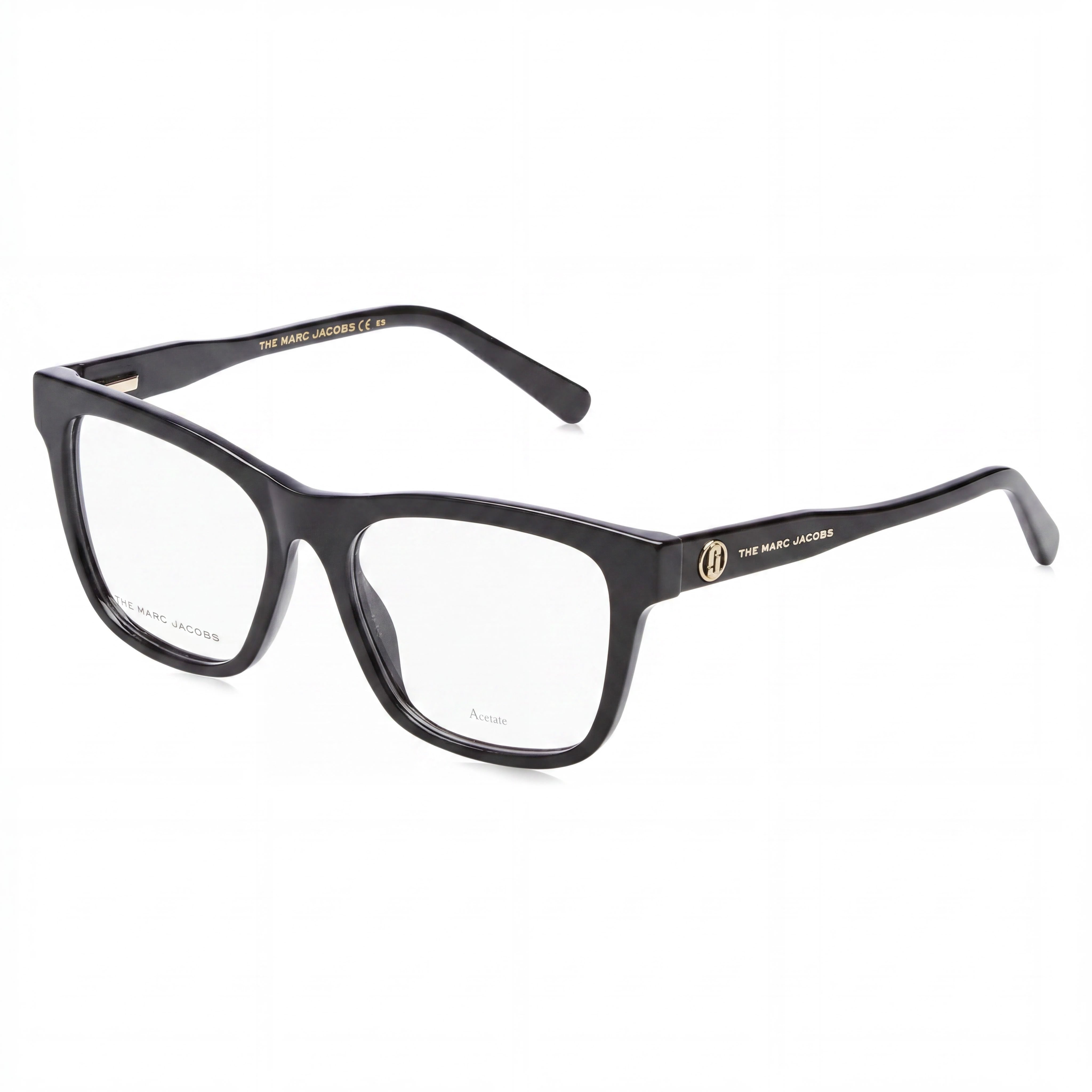 Marc Jacobs Modern Unisex Eyewear featuring a Black Acetate Frame and Black Polycarbonate Lenses, sized 52mm, Photo 1