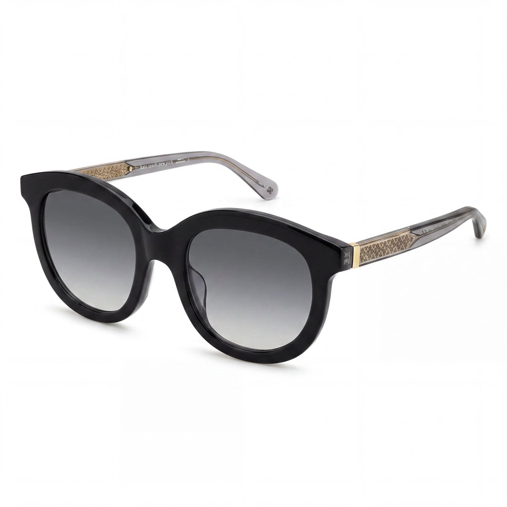 Kate Spade New York Lillian/G/S Women's Black Square Acetate UV Protection Dark Grey Shaded Sunglasses 53mm