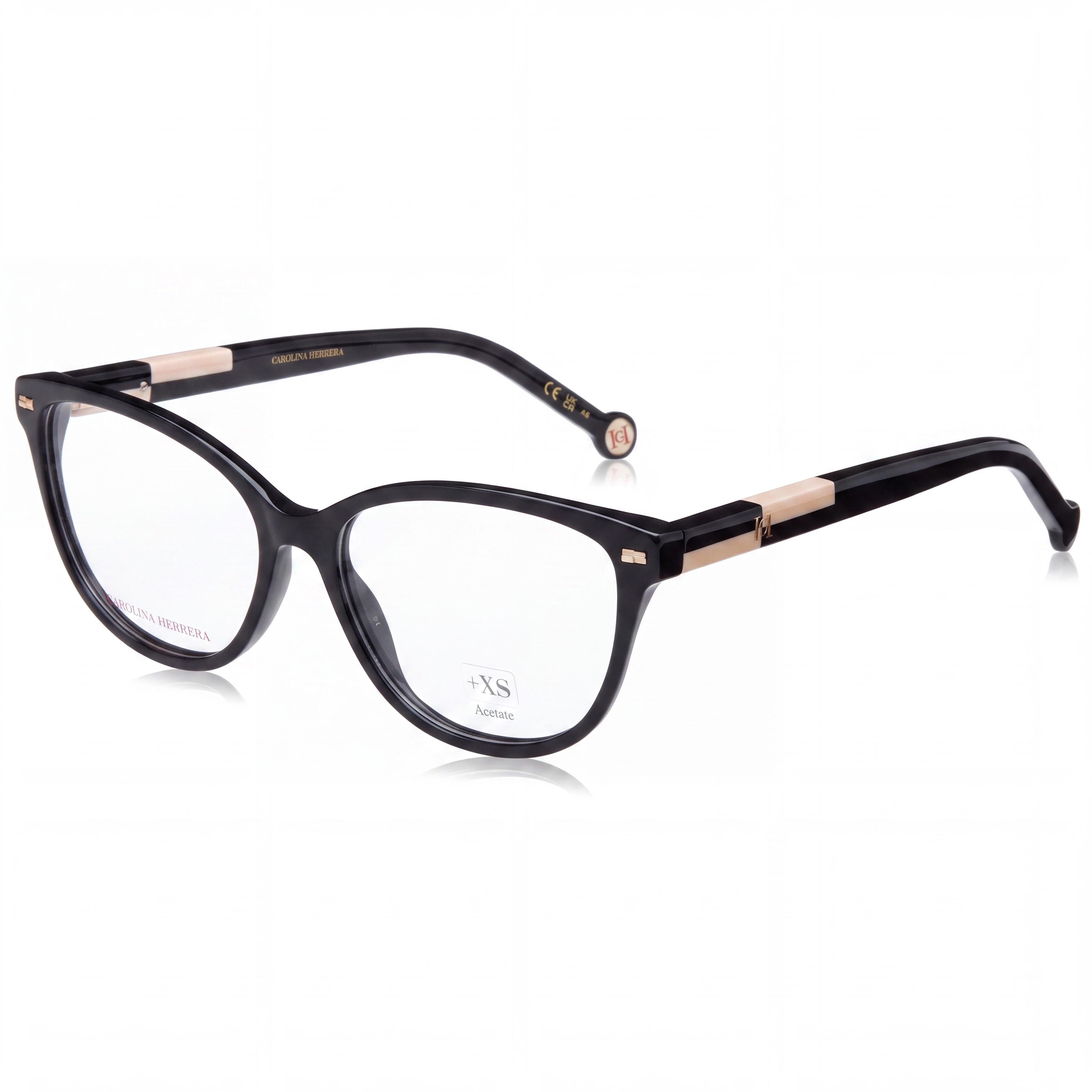 CAROLINA HERRERA Casual Women's Black Nude Acetate Frame Non-Polarized Sunglasses 54mm Lens, 15mm Bridge, 145mm Temple, Photo 1