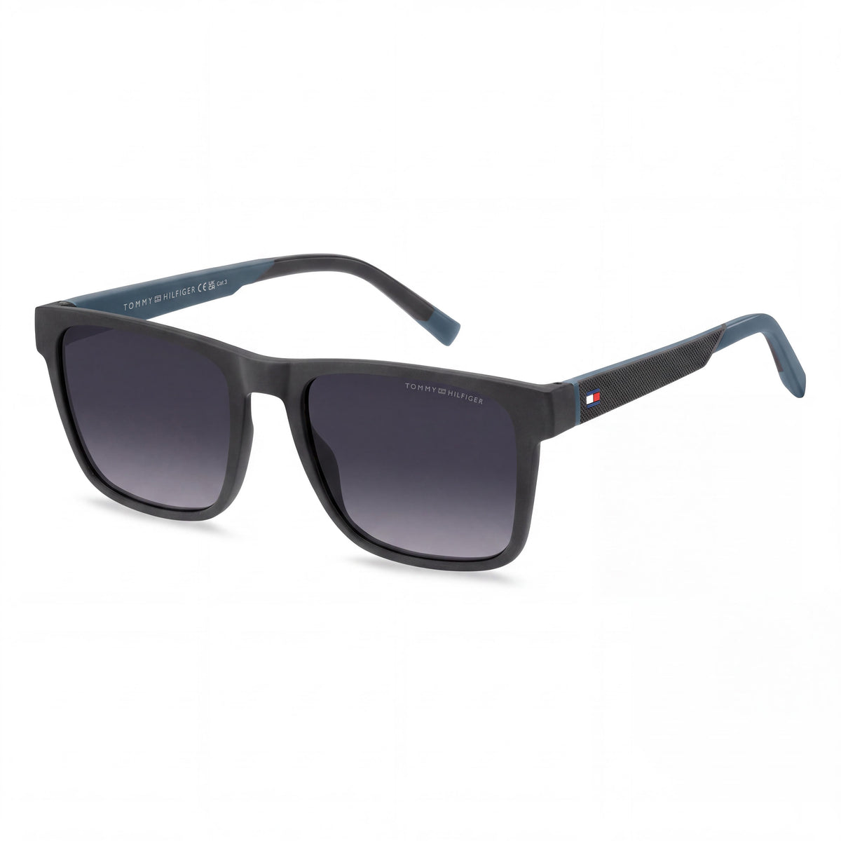 Tommy Hilfiger Casual Women's Grey Teal Polyamide Frame Sunglasses with Dark Grey Shaded Lenses 55mm, Photo 1