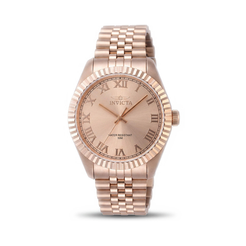 Reloj unisex Invicta Specialty 47407 de acero inoxidable y oro rosa con pulsera de cuarzo de 43 mm y resistente al agua hasta 5 bares.
