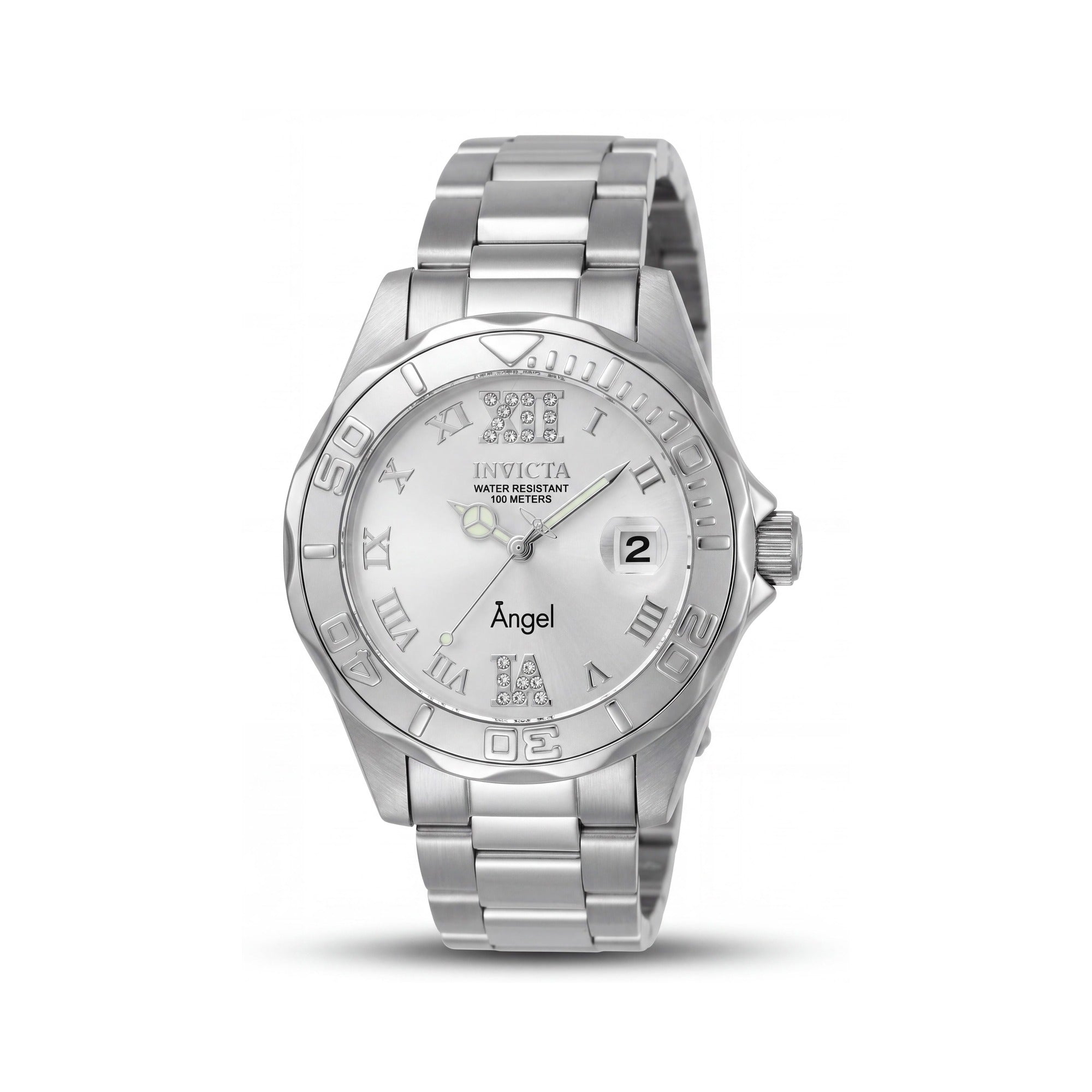 Invicta Women's Angel 14396 Quartz Analog Silver-tone Stainless Steel Watch with Crystal Accented Dial, 38mm, Photo 1