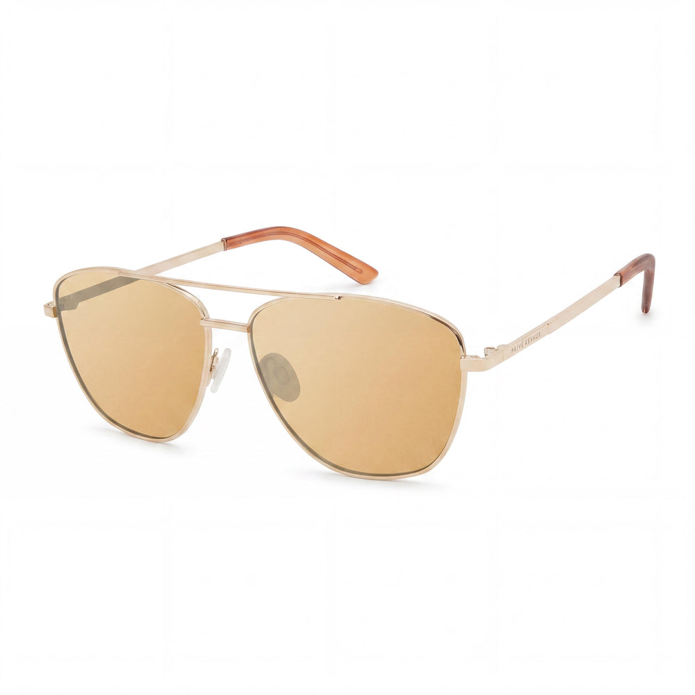 Gafas de sol PRIVÉ REVAUX modernas unisex no polarizadas de aleación de acero, montura oro champán, lentes oro 57 mm