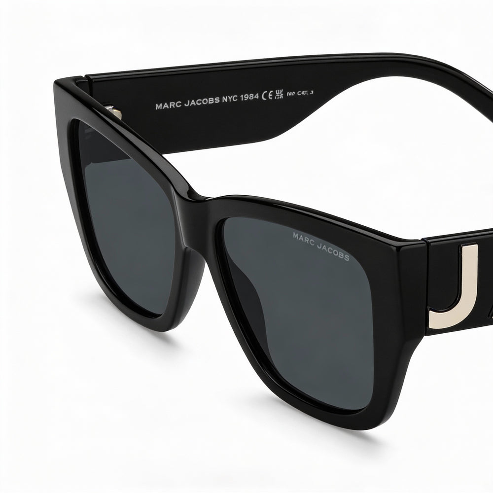 Marc Jacobs Marc 695/S Unisex Square Acetate Sunglasses with Black White Frame and Grey Lenses 55-16-145