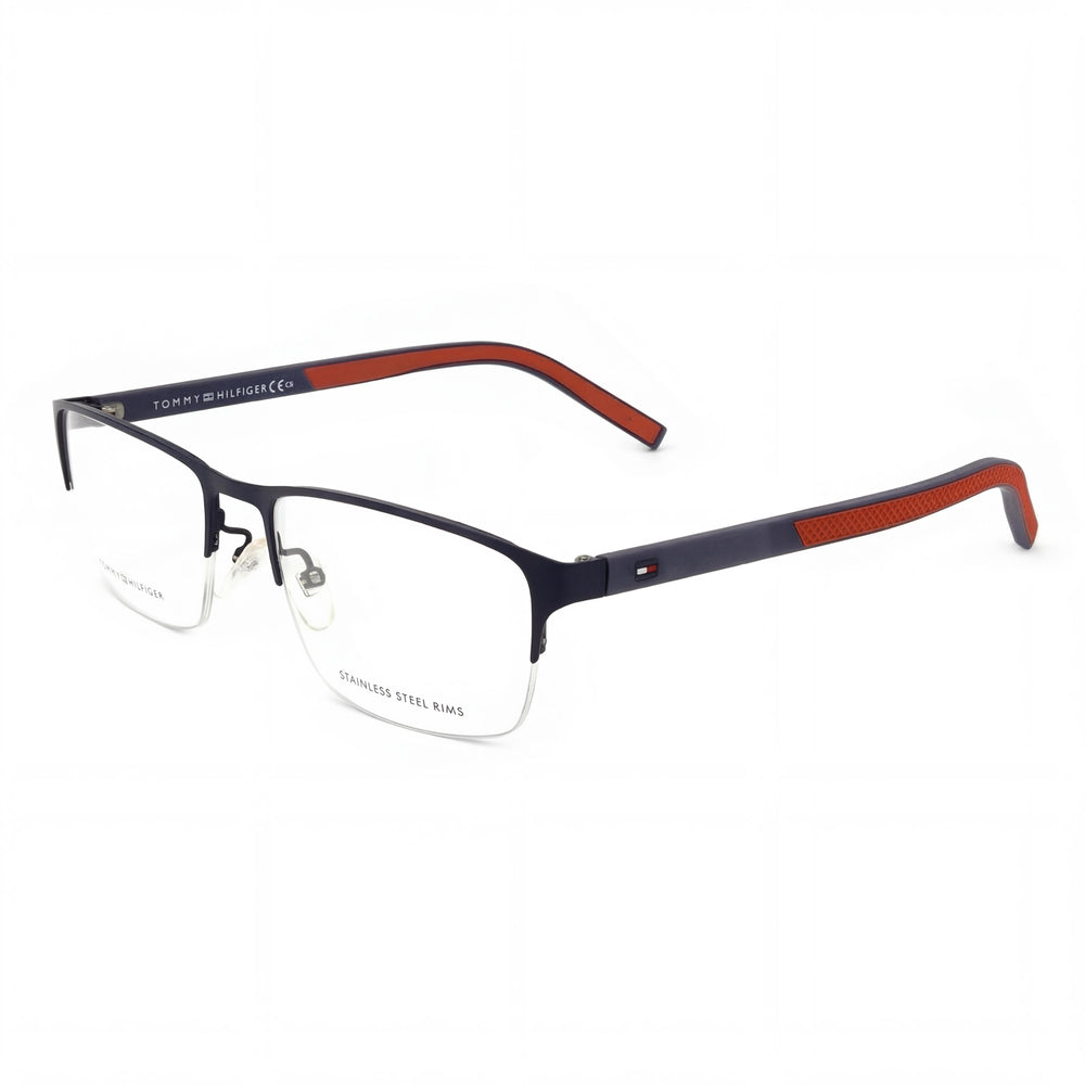 Monturas ópticas Tommy Hilfiger Th 1577/F unisex de aleación de acero azul mate con lentes de policarbonato de 57 mm
