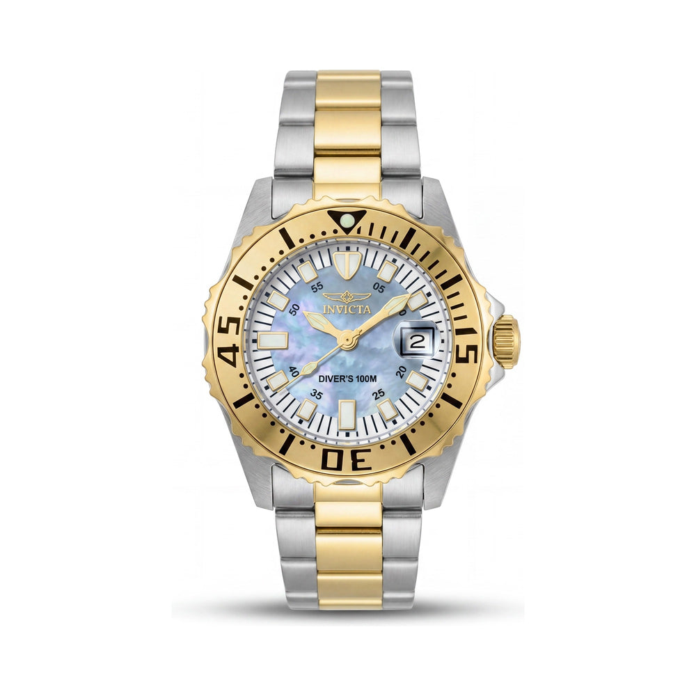 Reloj de pulsera Invicta 6895 Pro-Diver para mujer, de cuarzo suizo, con esfera de nácar y acero inoxidable de dos tonos