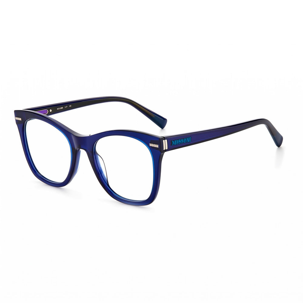 Missoni Modern Eyeglasses with a Transparent Blue Acetate Frame and Polycarbonate Lenses 52mm