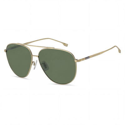 Hugo Boss Boss 1296/F/S Men's Pilot Stainless Steel Matte Gold Green Frame Matte Gold Lenses 63mm UV Protection