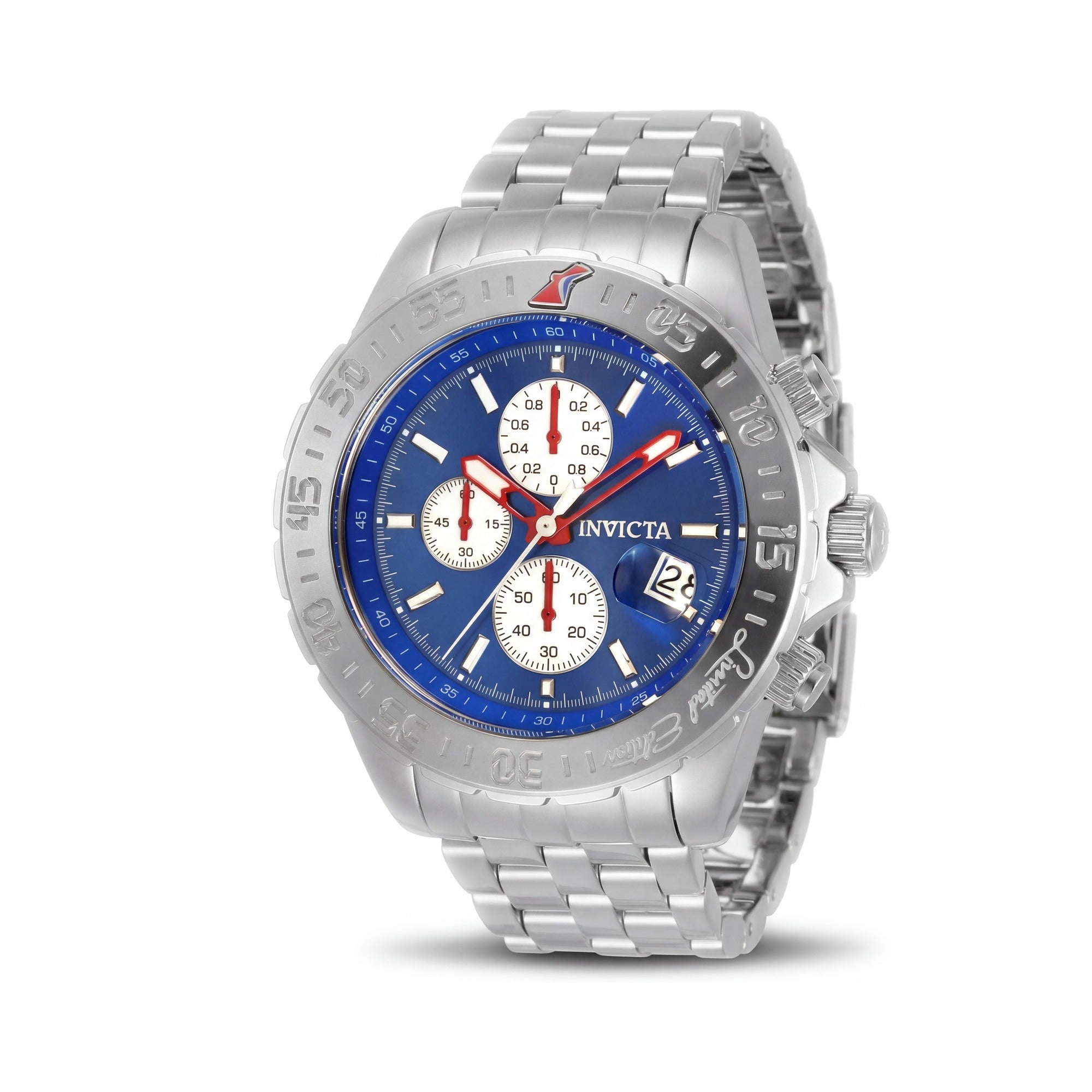 Invicta CRUISELINE 33501 Men's 47mm Stainless Steel Quartz Chronograph Watch, Blue Dial, Water Resistant, Alarm, Photo 1