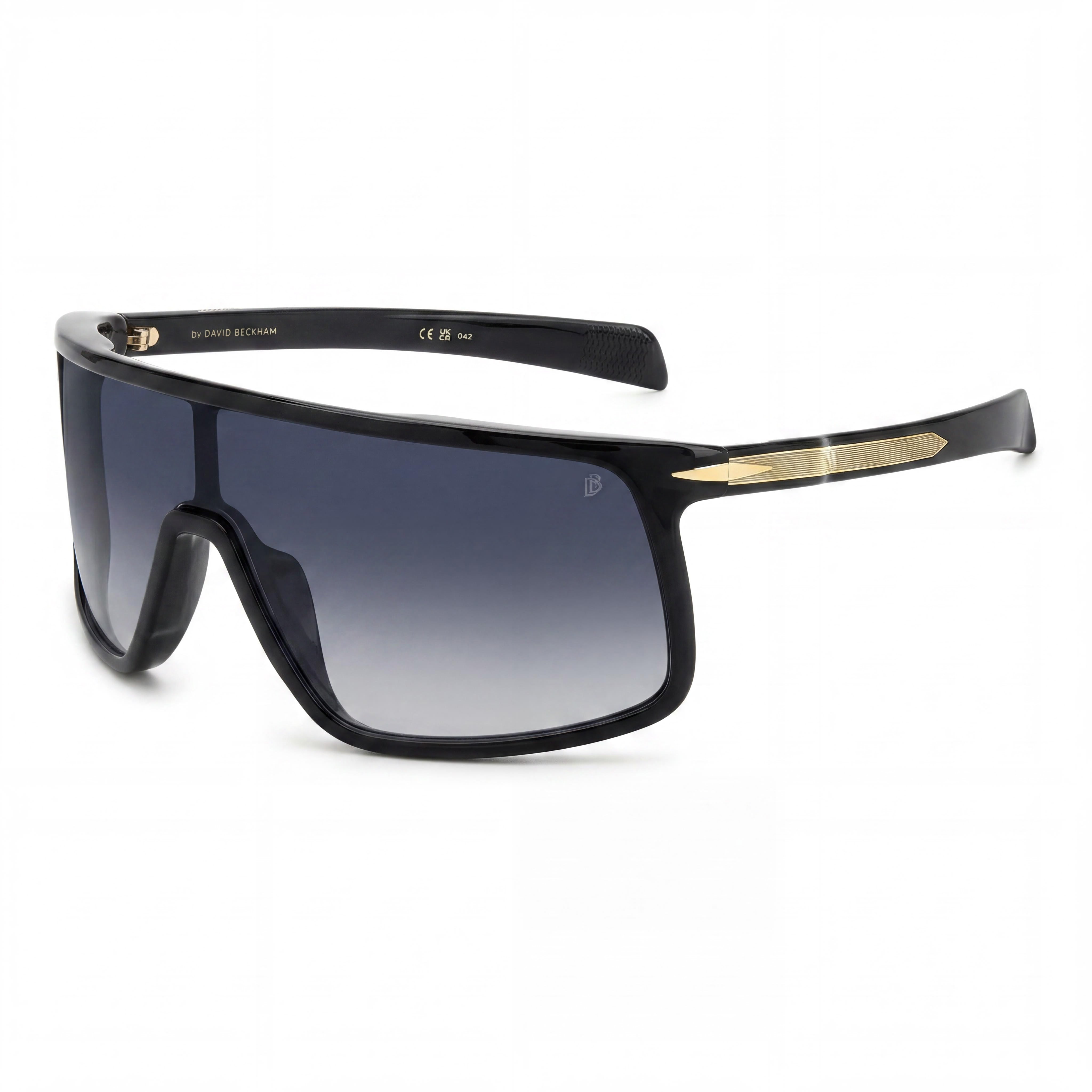 Beckham Db 99/Visor Women's Black Gold Acetate Frame Visor Sunglasses with a 99mm Lens Width, Photo 1