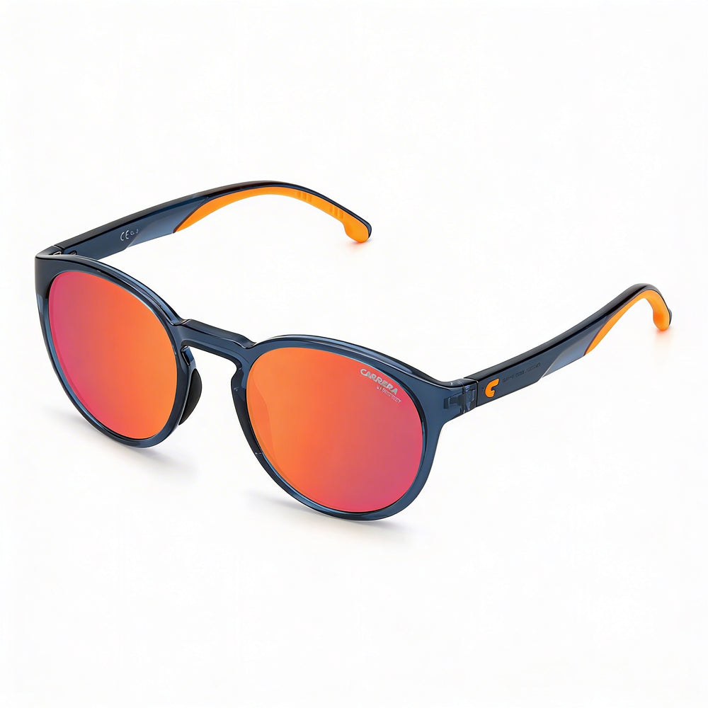 Carrera 8056/S Men's Blue Frame Sunglasses with Mirror Fire Red Non-Polarized Lenses and UV Protection 51mm