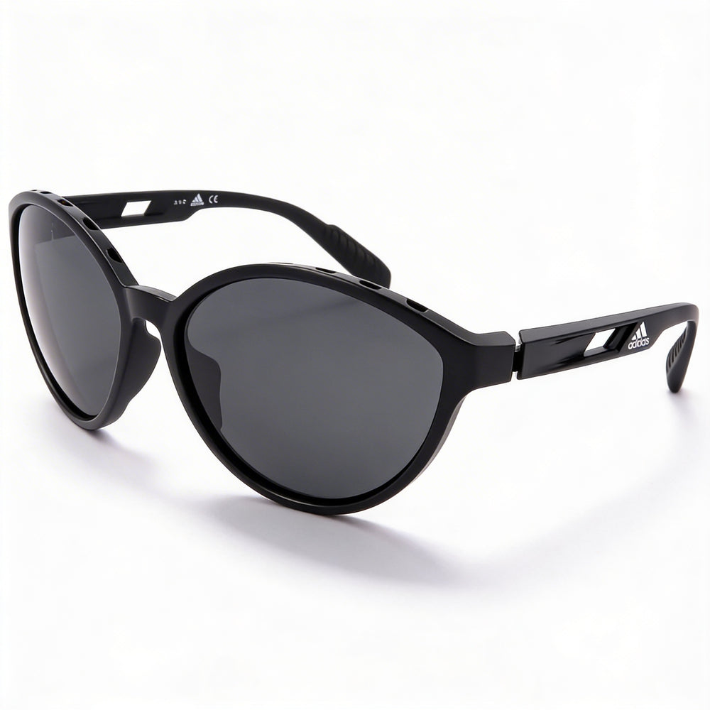 Adidas Sp0012 Women's Shiny Black Plastic Frame Grey Gradient Lenses UV Protection 61-16-125