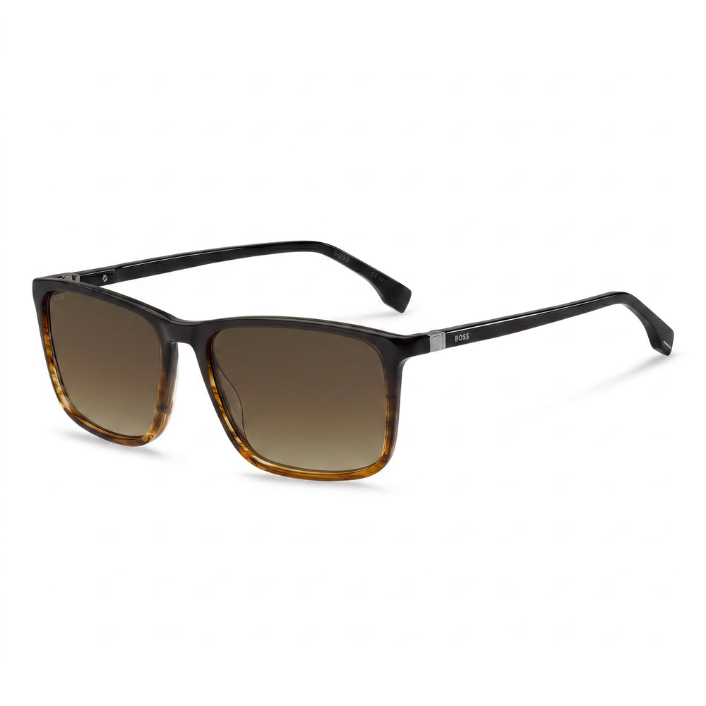 Gafas de sol no polarizadas para hombre, con protección UV, de acetato color marrón cuerno, de Hugo Boss INTERNATIONAL 56-17-145