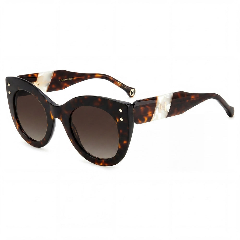 Gafas de sol clásicas de plástico Carolina Herrera HER 0127/S para mujer con protección UV, color habana blanco y marrón degradado, 50-26-145mm