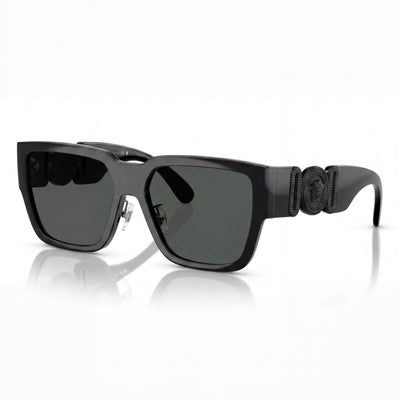 Versace Ve 4483d Unisex Rectangle Full Rim UV Protection Sunglasses Black Dark Grey 57-16-140