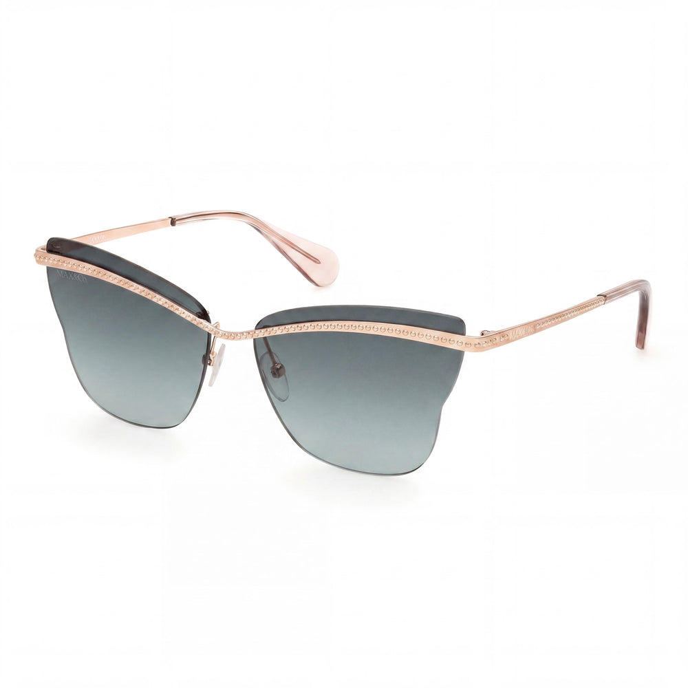 Gafas de sol modernas Max &amp; Co. para mujer con montura de metal dorado y lentes verdes degradadas, ancho de lente de 60 mm