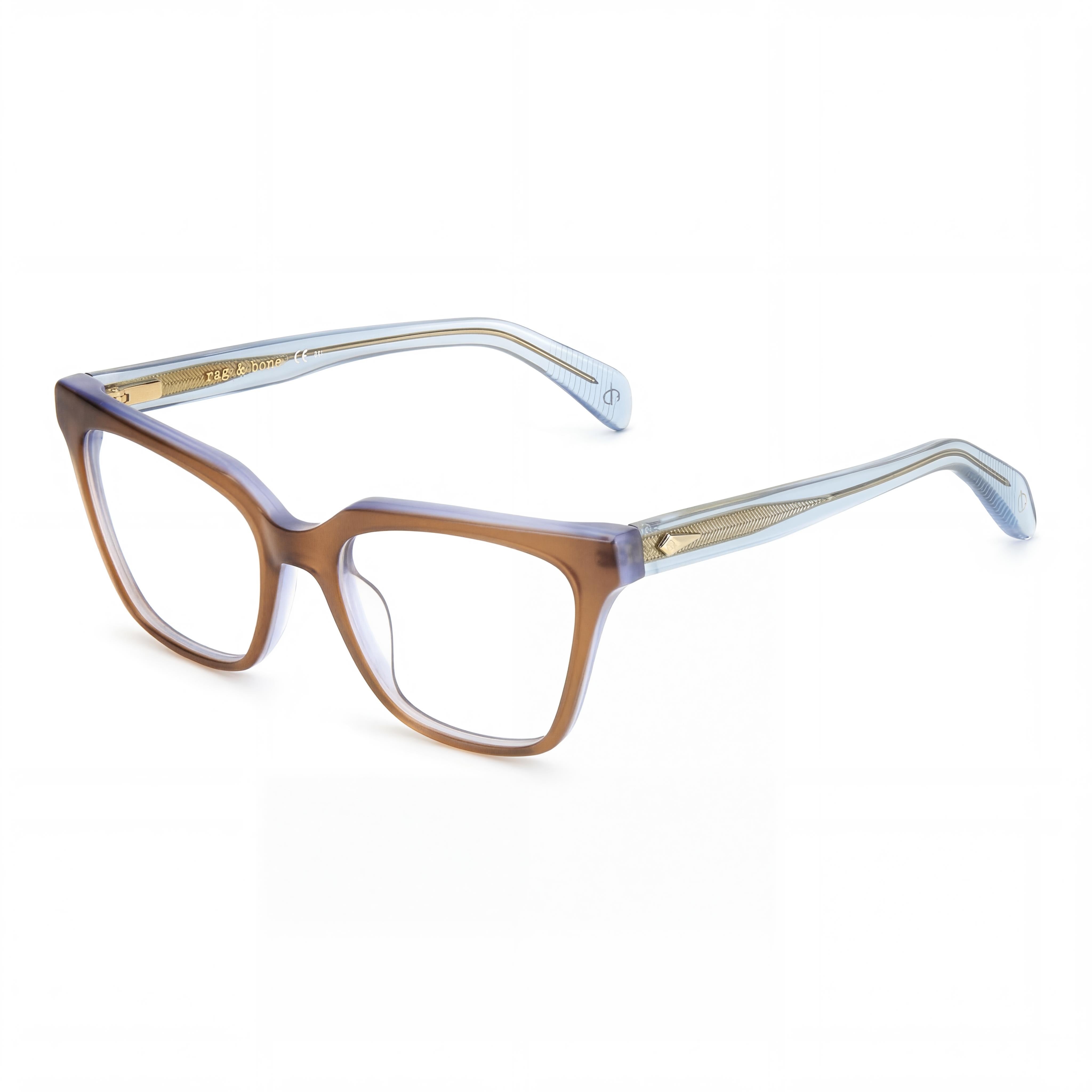 Rag & Bone Modern Rnb3057 Brown Blue Women's Acetate Prescription Ready Optical Frames, Lens 53mm, Bridge 18mm, Temple 140mm, Photo 1