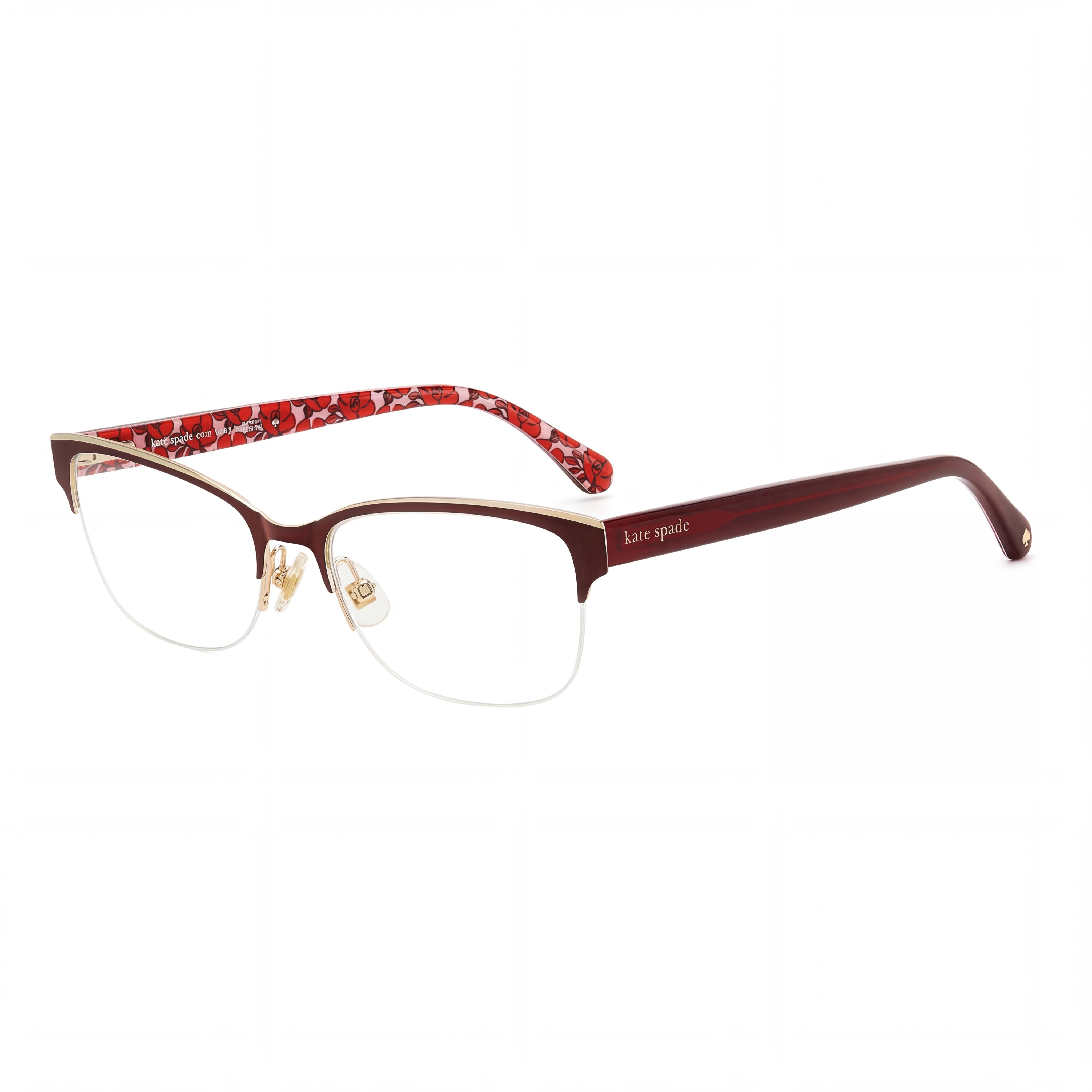 kate spade new york Gafas de sol de mujer Marjorie con patrón rojo, acero inoxidable, sin polarizar, 52 mm, Photo 1