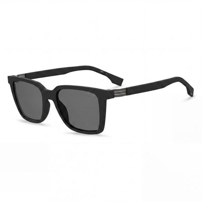 HUGO BOSS 1574/S Unisex Rectangular Black Grey Polyamide Grey Light Mirror UV Protection Sunglasses 53-19-150mm