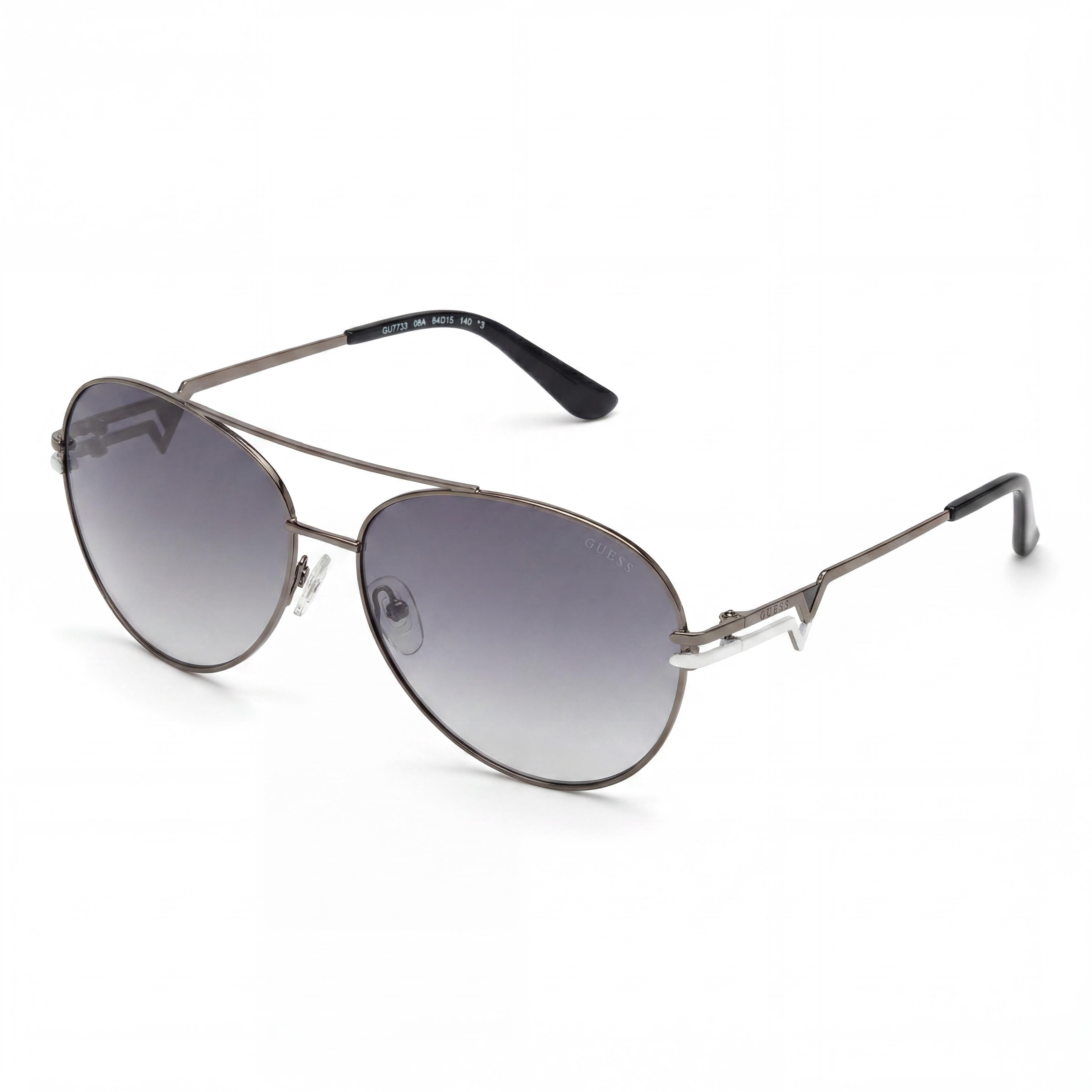 GUESS GU773508B64 Women's Metal Aviator Sunglasses Shiny Gunmetal Gradient Smoke UV400 Lenses 64mm, Photo 1