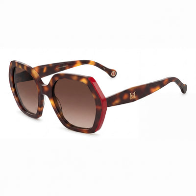 Carolina Herrera Essential Unisex Havana Red Plastic Sunglasses Brown Shaded Non-Polarized UV 55mm