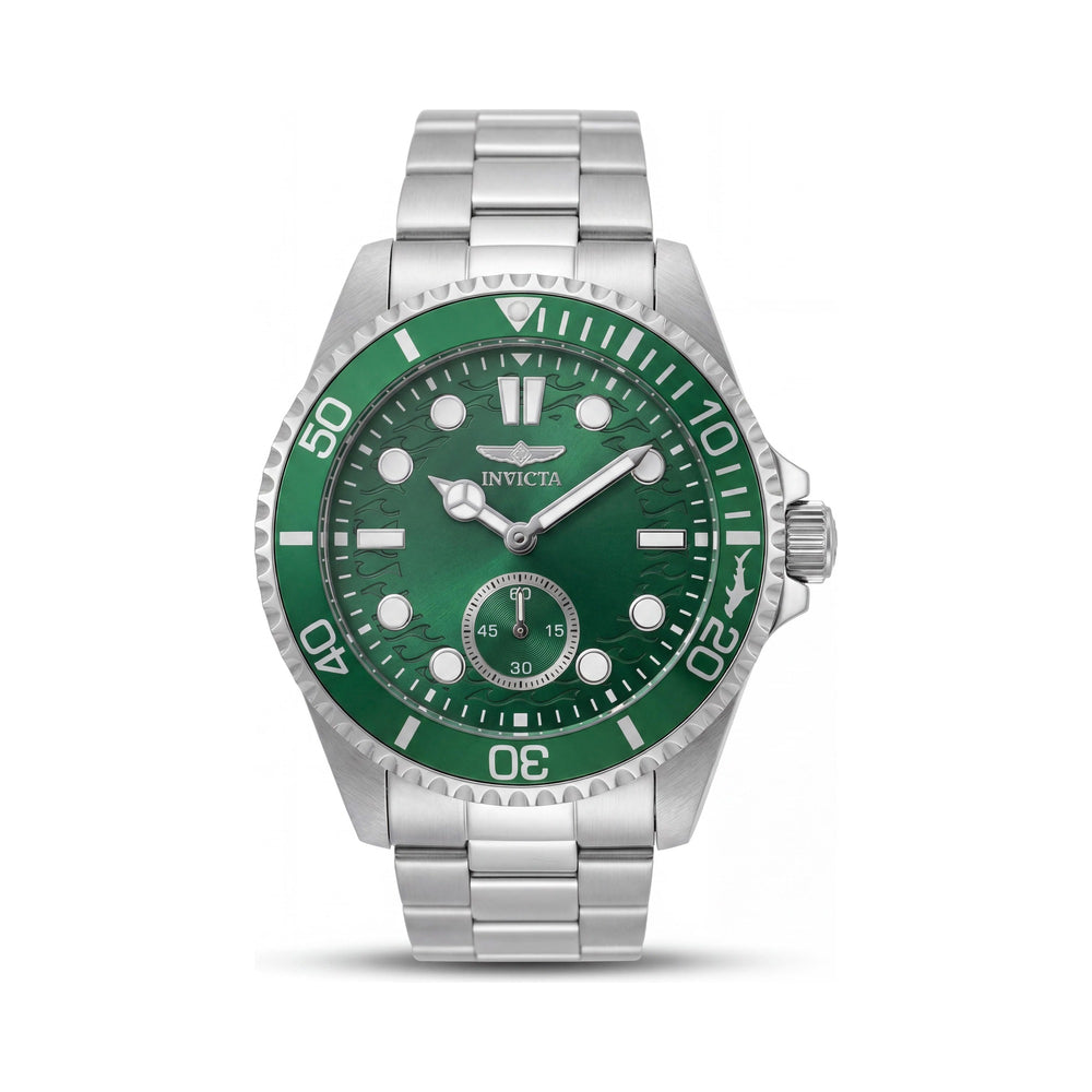 Invicta Pro Diver 49423 Men's Quartz Watch, 43mm Silver Stainless Steel, Green Dial, 10 ATM Water Resistant
