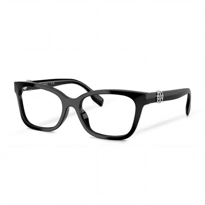 Gafas de sol Tory Burch Miller Square para mujer, montura clásica elegante de acetato en negro con lentes transparentes, tamaño 53 mm
