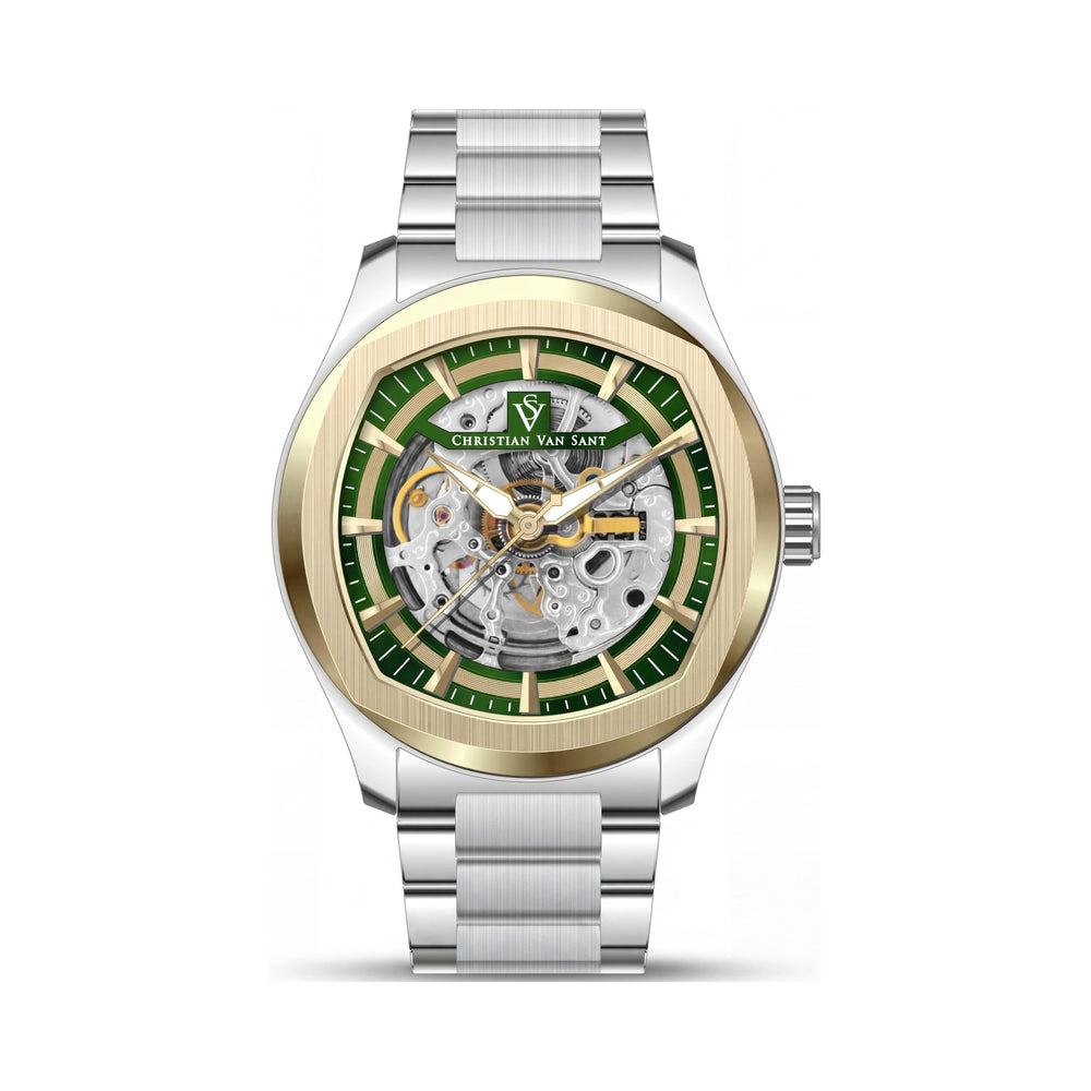 Christian Van Sant bracelet Men's Green Dial Stainless Steel Automatic Movement Water Resistant Watch