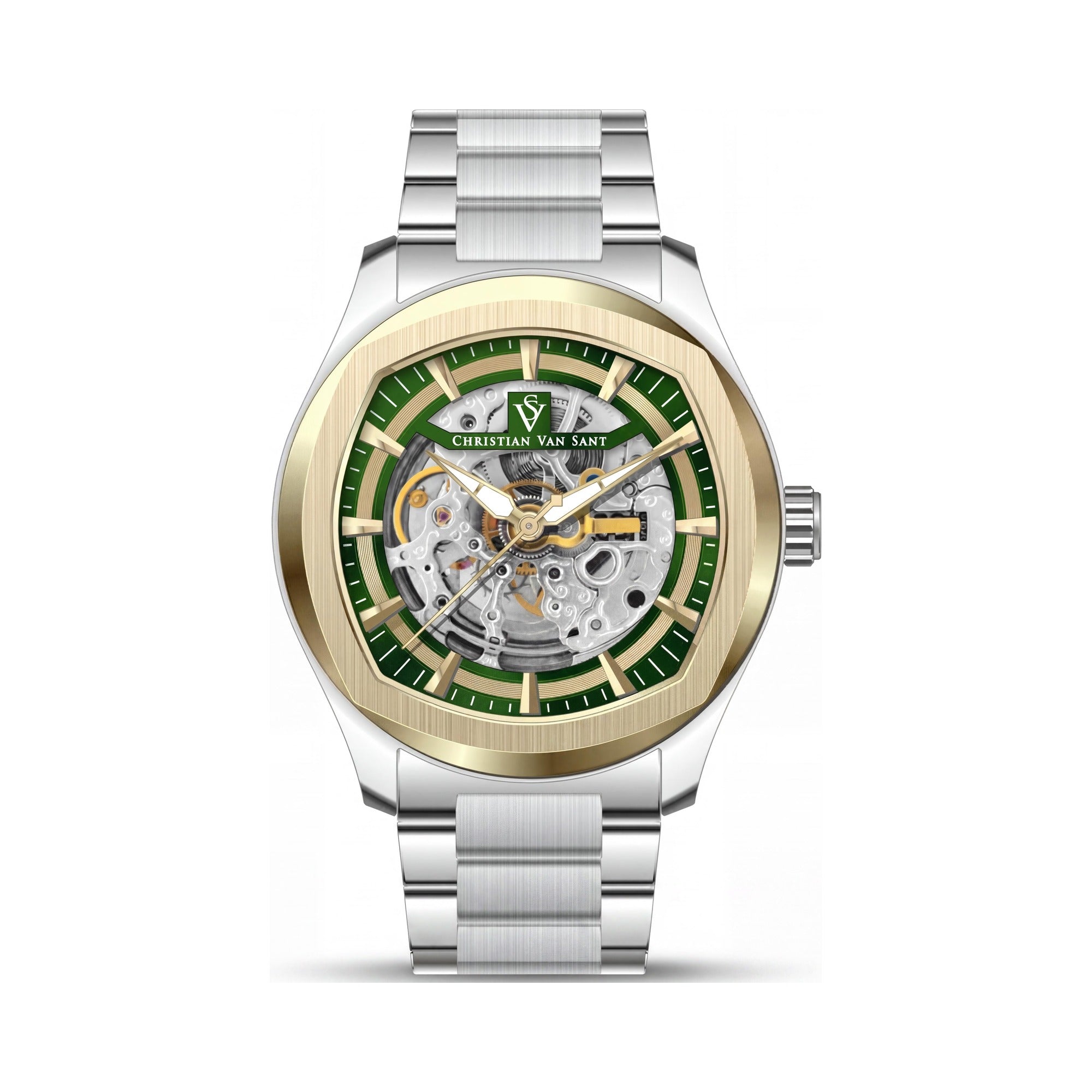 Reloj Christian Van Sant para hombre, con esfera verde, movimiento automático de acero inoxidable, resistente al agua, Photo 1