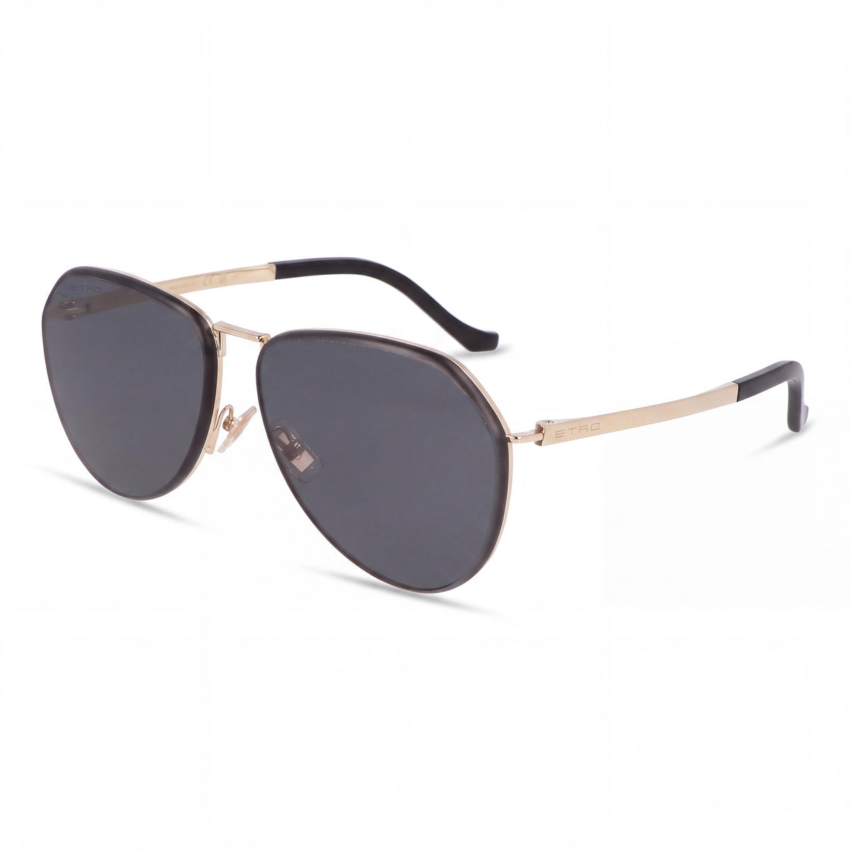 Gafas de sol casuales para hombre Etro de acero inoxidable no polarizadas, marco negro y oro rosa, lentes oro rosa, 64 mm, Photo 1