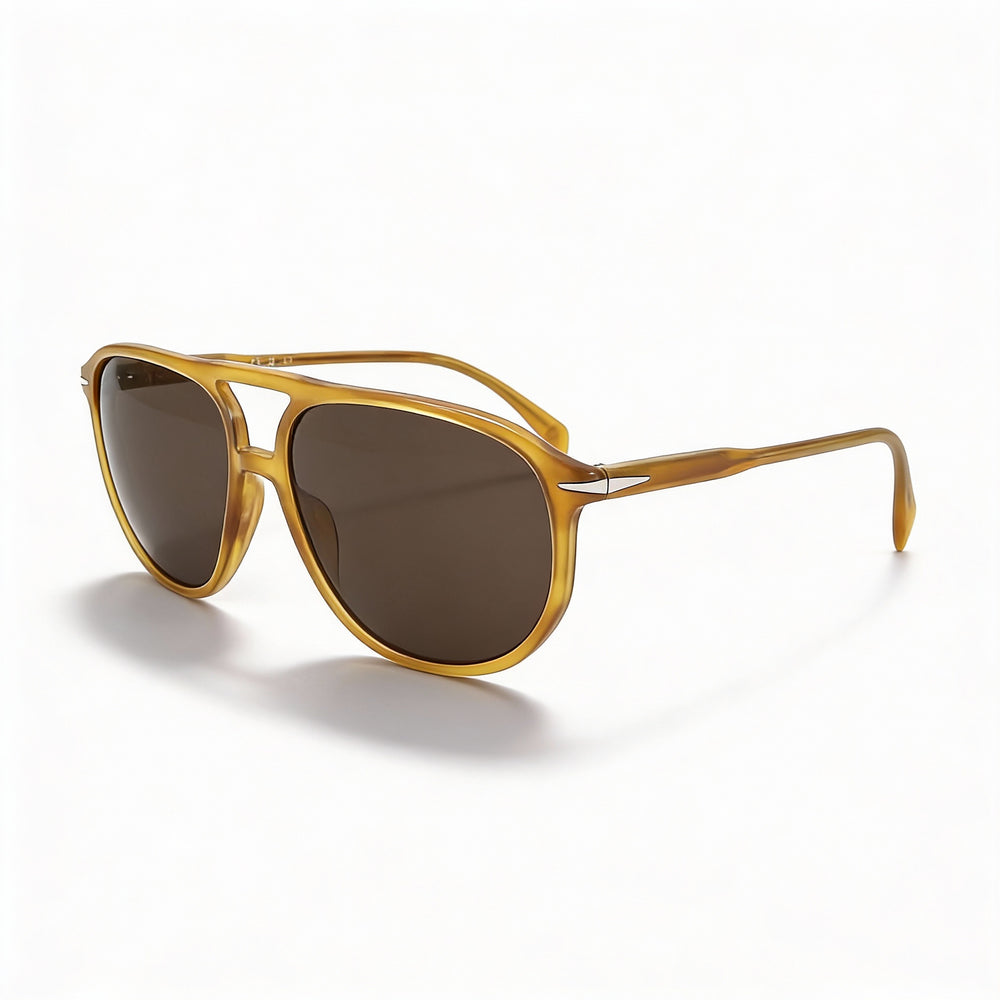 David Beckham Casual Men's Sunglasses with ACETATE LIGHT Yellow Horn Frame and Non-Polarized Lenses 58-15-145