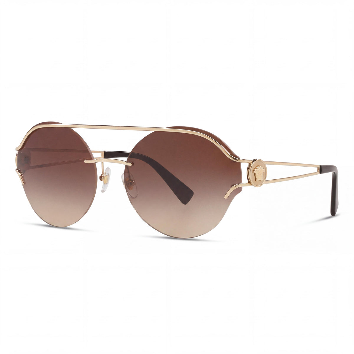 Gafas de sol Versace Ve 2184 para mujer, montura de plástico dorado pálido, protección UV degradado marrón, 61 mm, Photo 1