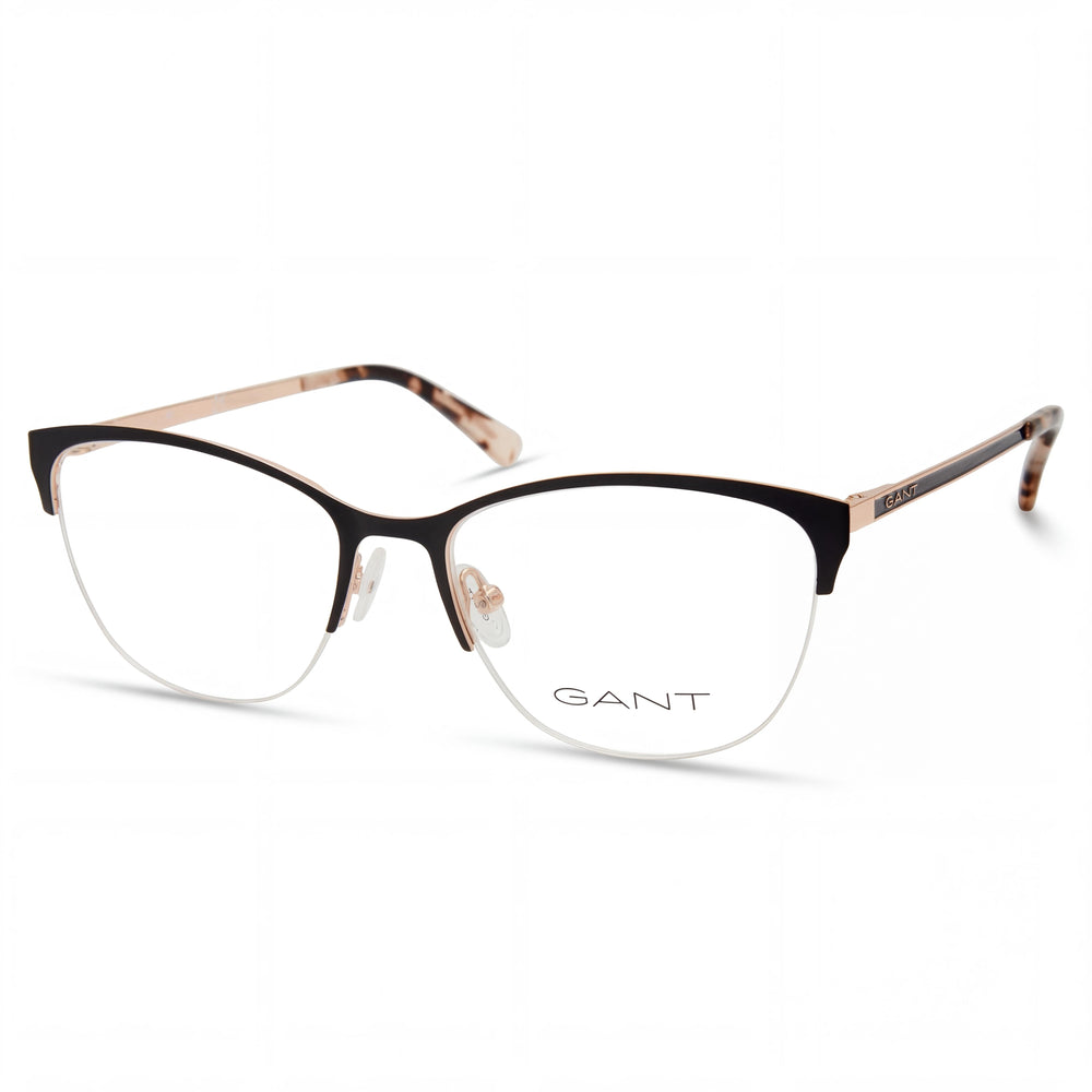 GANT Ga4116 Women's Metal Eyeglasses, Black Shiny Rose Gold, Clear Lenses, 53mm