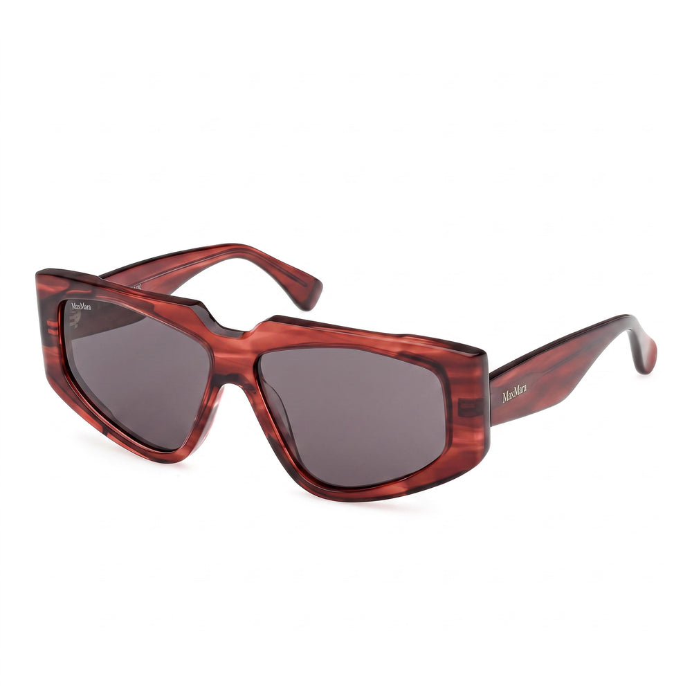 MaxMara Mm0125 Women's Acetate Red Striped Frame with Smoke Polycarbonate Lenses, Size 58-13-140 Eyewear